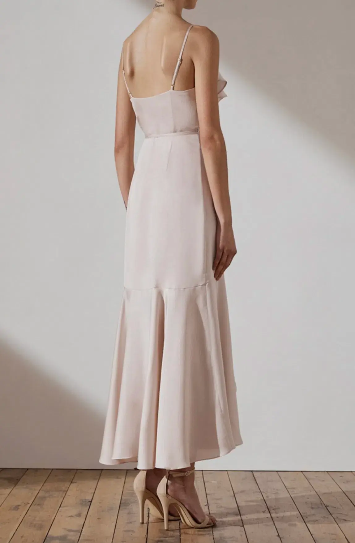 Shona Joy Luxe Bias Frill Wrap Midi Dress Porcelain Size 10 - Image 3