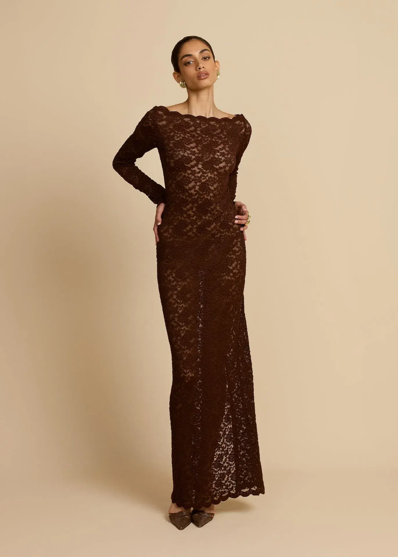 Arcina Ori Monet Maxi Dress Chocolate Size 8 - Image 4