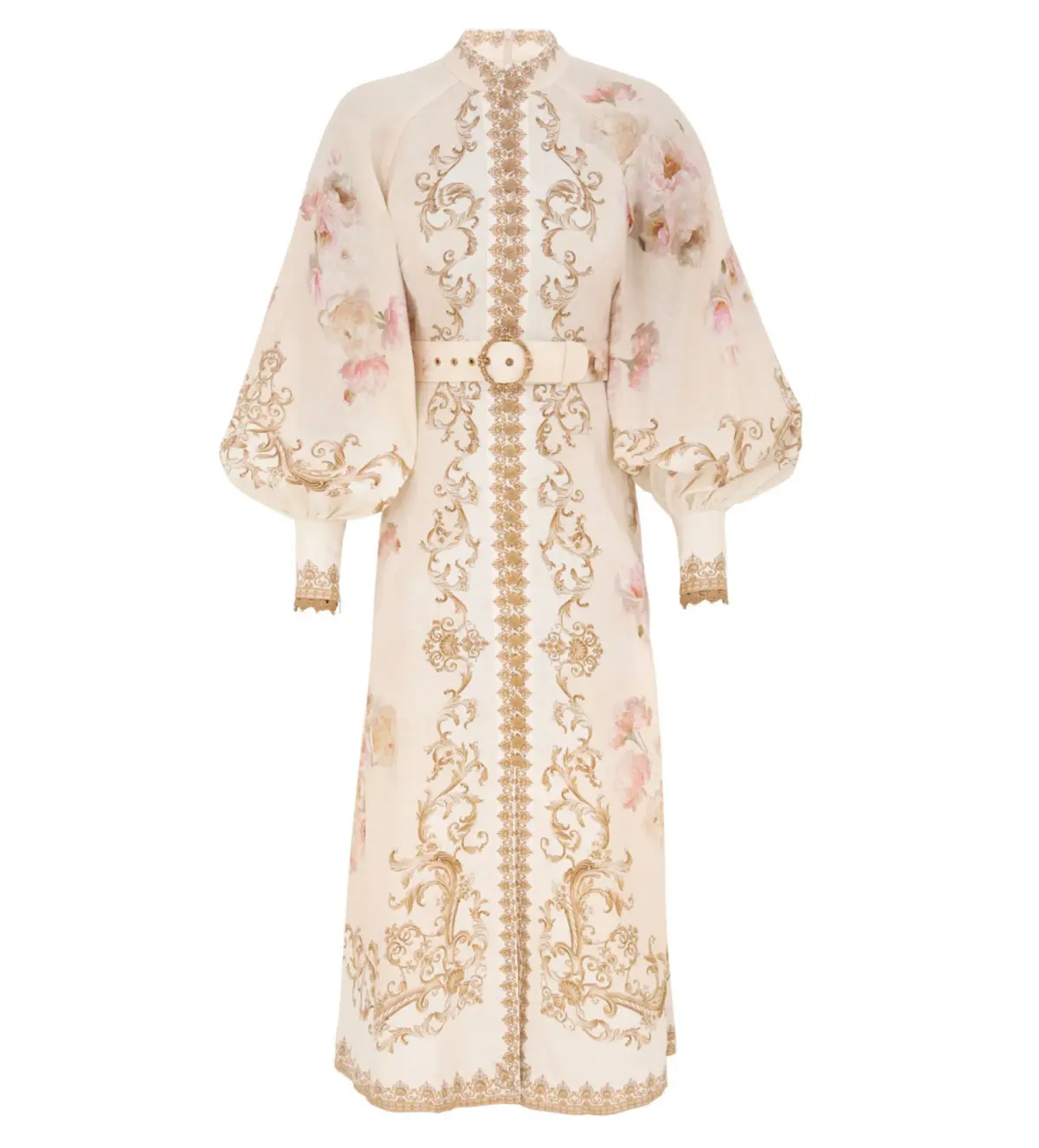 Zimmermann Hypnotic Buttoned Midi Dress in Cream Peony Size 1 / AU 10 - Image 1