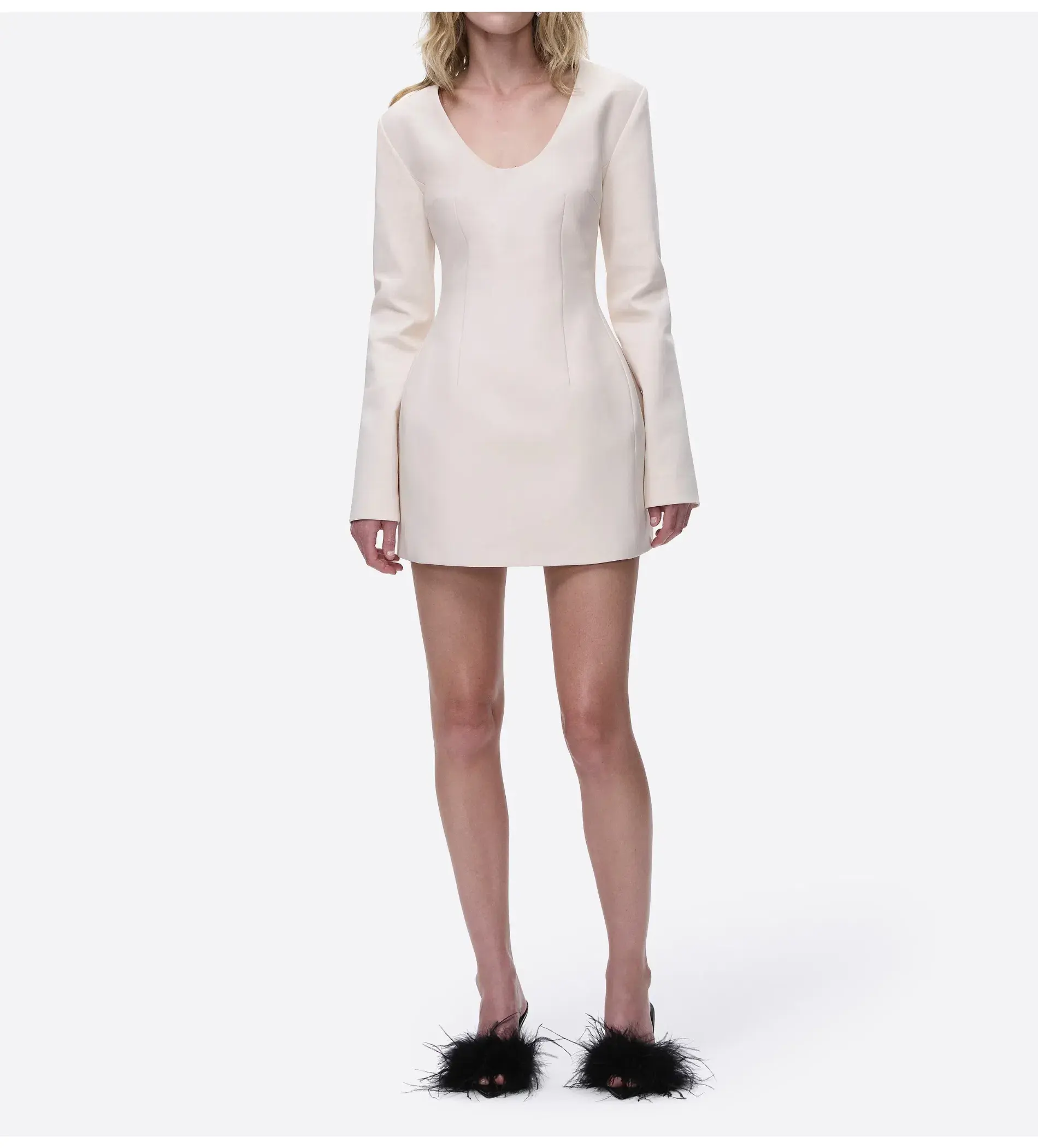 Deering World Poetic Form Mini Dress Cream Size 10 - Image 1