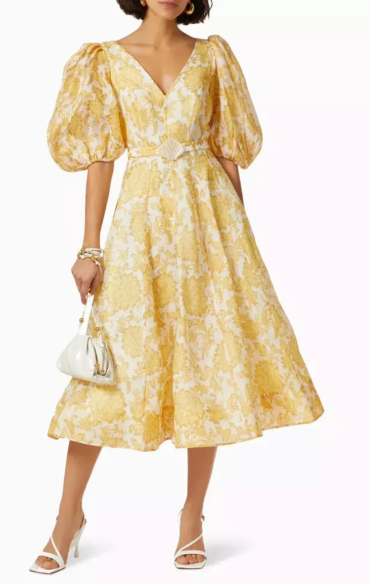 Zimmermann Postcard Puff Sleeve Midi Dress Size 1 /Au 10  - Image 1