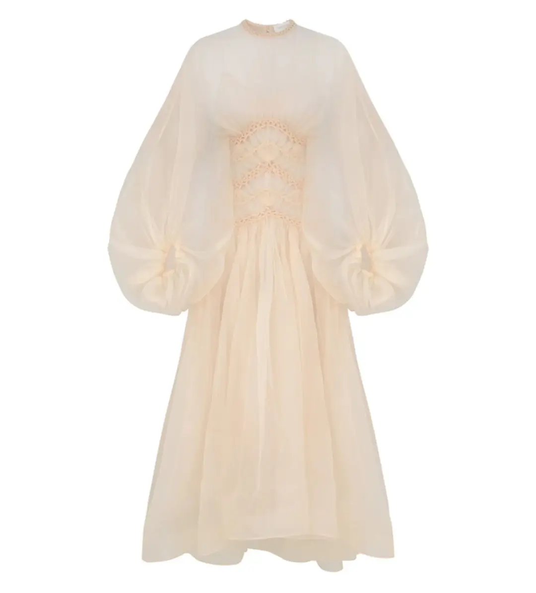 Zimmermann Illuminate Macrame Gown Maxi in Cream Size AU 6 for rent on The Volte - main image