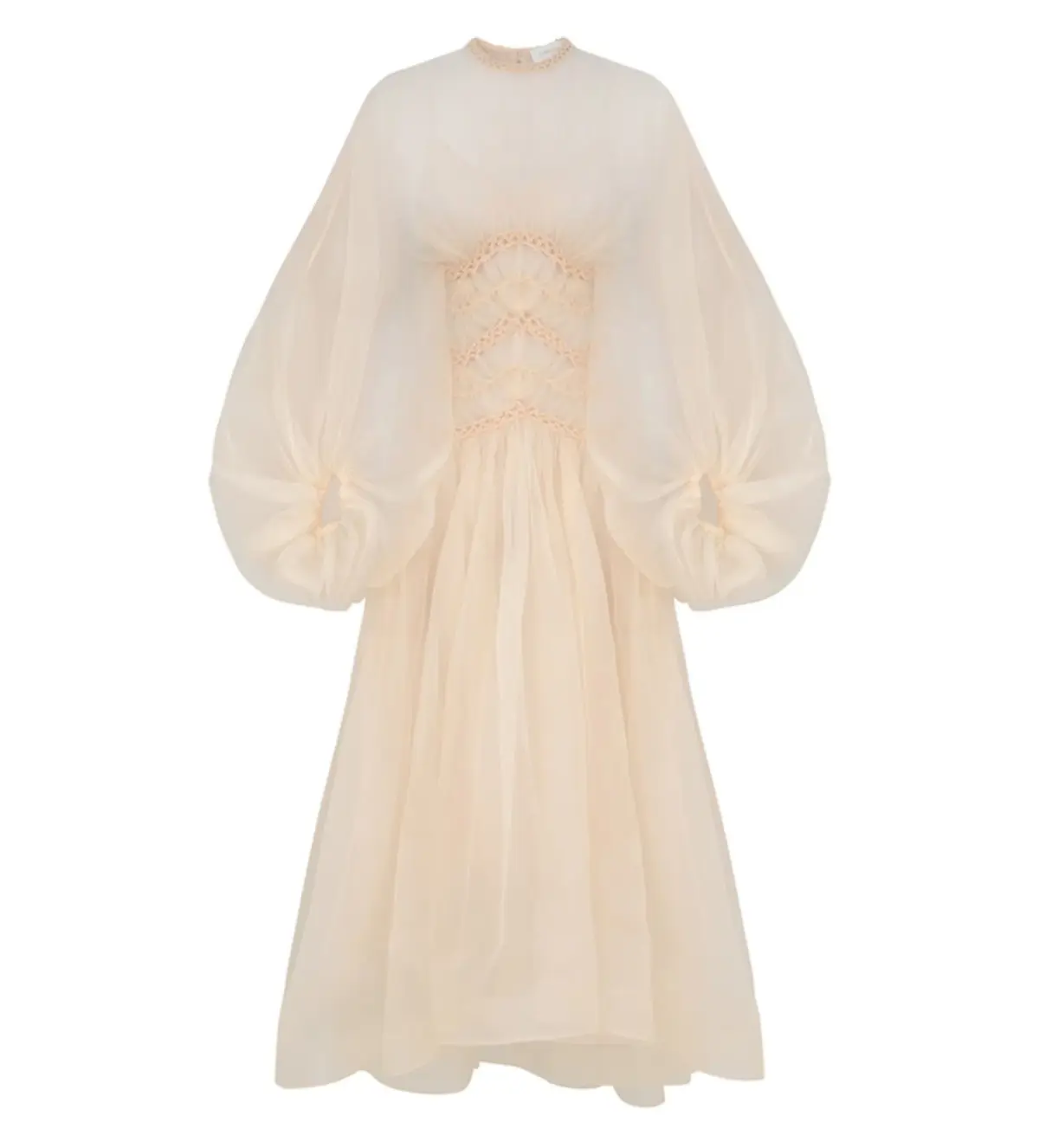 Zimmermann Illuminate Macrame Gown Maxi in Cream Size AU 6 - Image 3