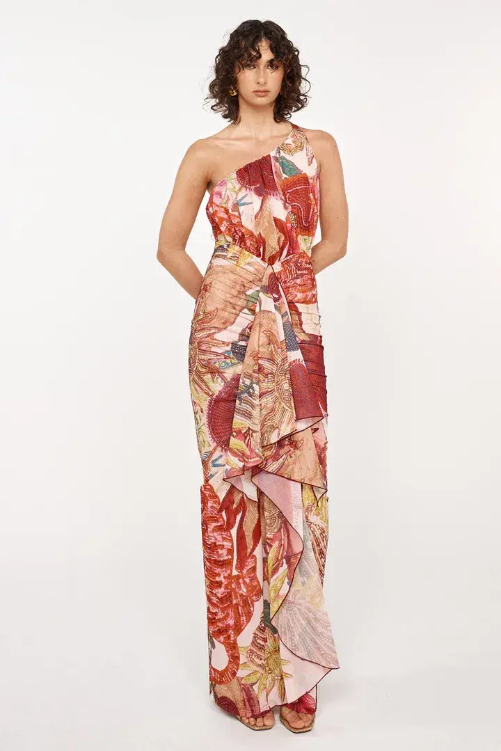 She is Olla Amadi Dress Maxi Multi Print Gown Size S / AU 8 - Image 1