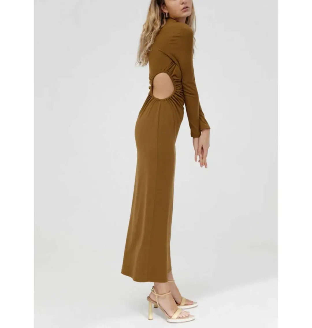 Significant Other Liana Long Sleeve Midi Dress Brown Size 8 for rent on The Volte - main image