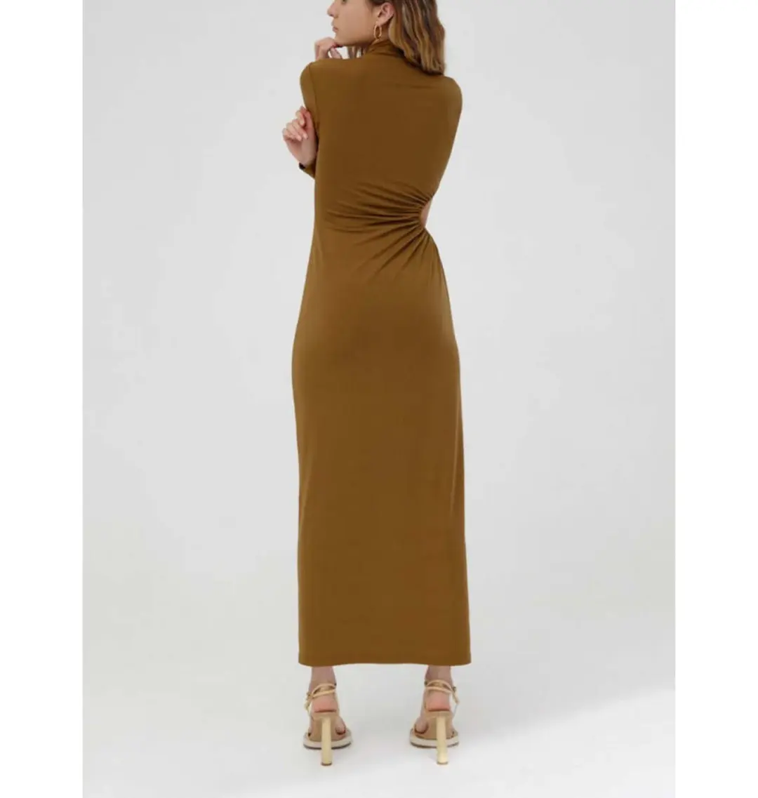 Significant Other Liana Long Sleeve Midi Dress Brown Size 8 for rent on The Volte - main image