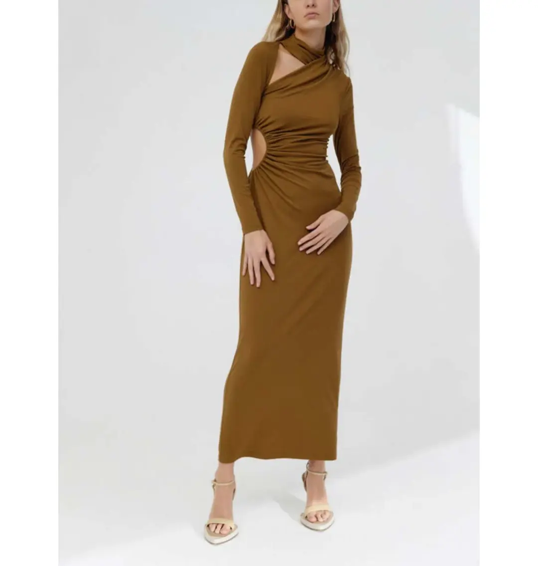 Significant Other Liana Long Sleeve Midi Dress Brown Size 8 for rent on The Volte - main image