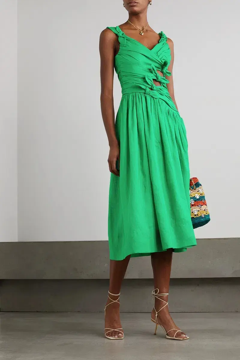 Zimmermann Tiggy Bow Midi Dress In Green Size 1 / AU 10  - Image 1