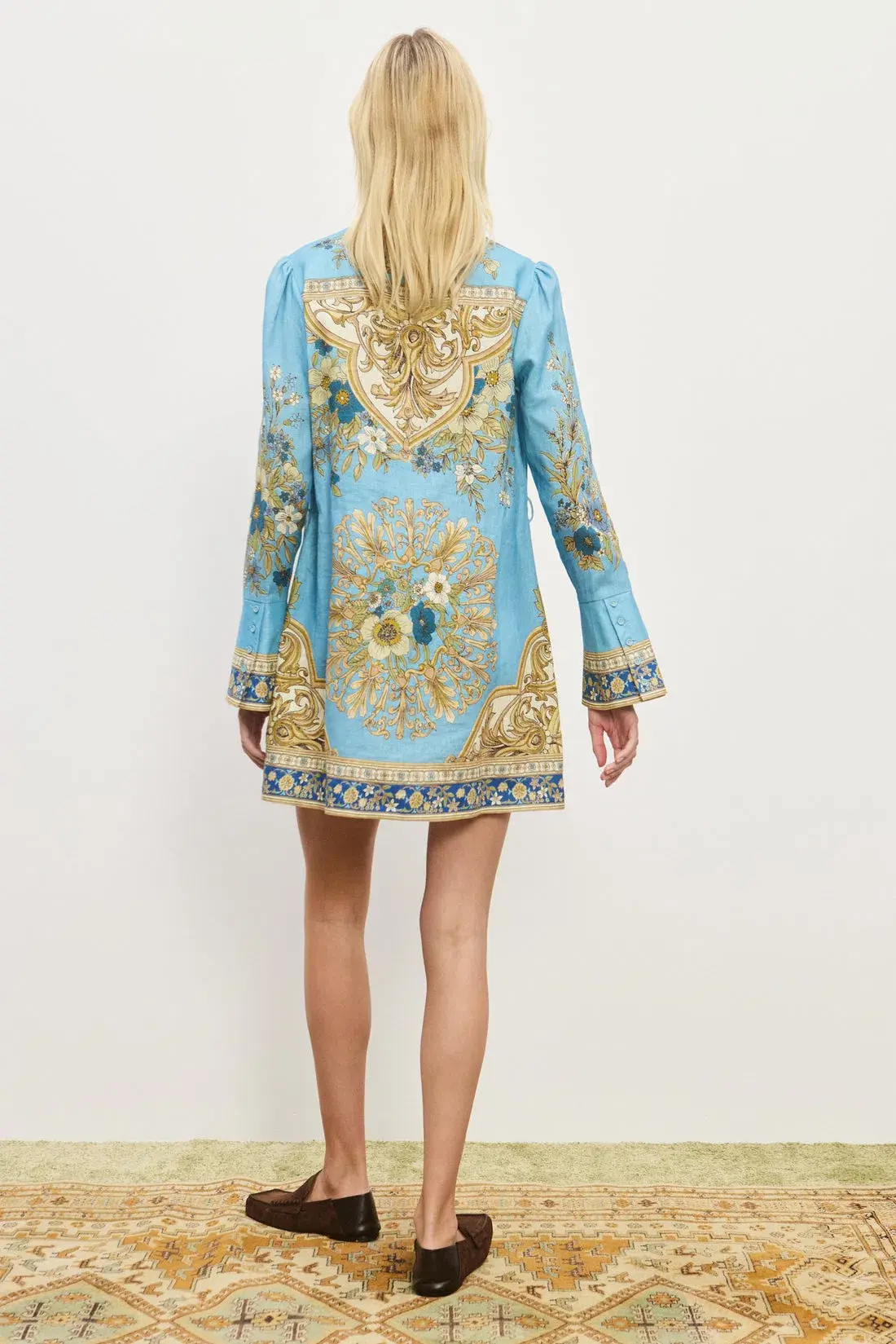 Alemais Cassie Mini Dress Blue Multi Size 8 - Image 4
