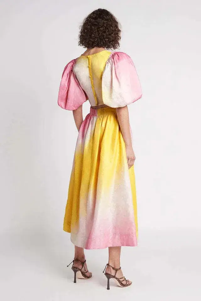 Aje Cloudburst Puff Sleeve Crop & Midi Skirt Multi Size 12 - Image 2