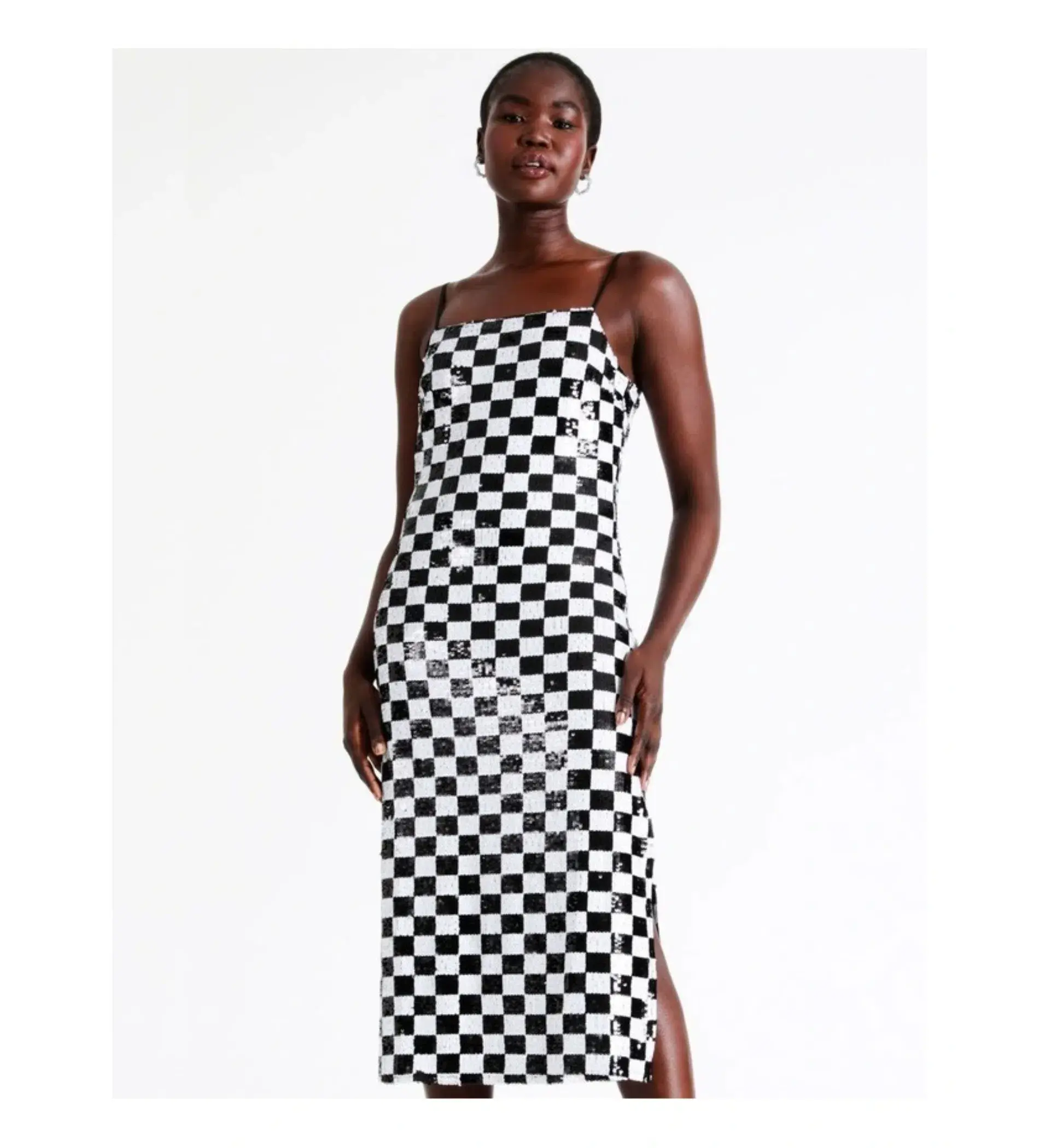 Wayne Cooper Sequin Check Midi Dress Multi Size 10 - Image 2