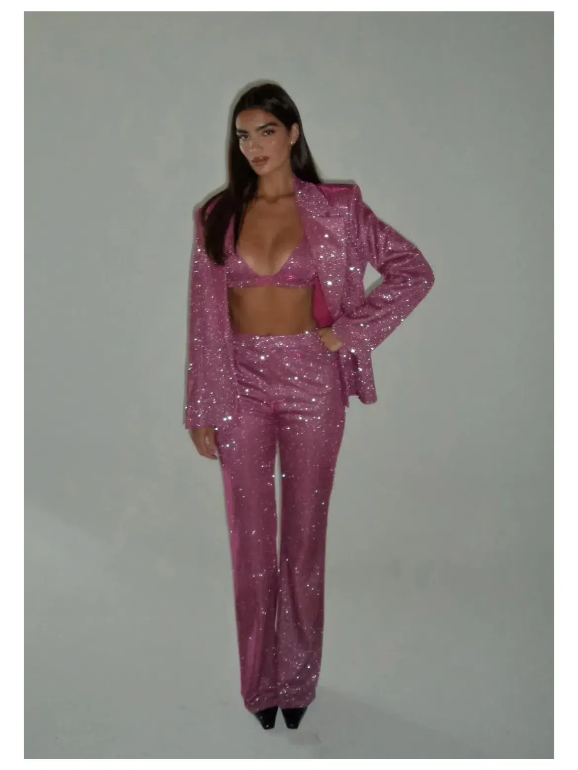 SLA The Label Paloma Blazer & Bralette Fuschia Size UK/AU10 - Image 1