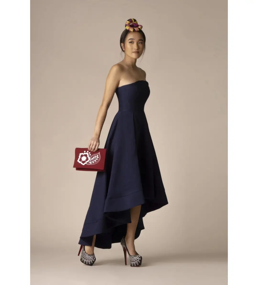 C/MEO Collective We Woke Up Strapless High-Low Midi Dress Navy Size XS AU 6 for rent on The Volte - main image