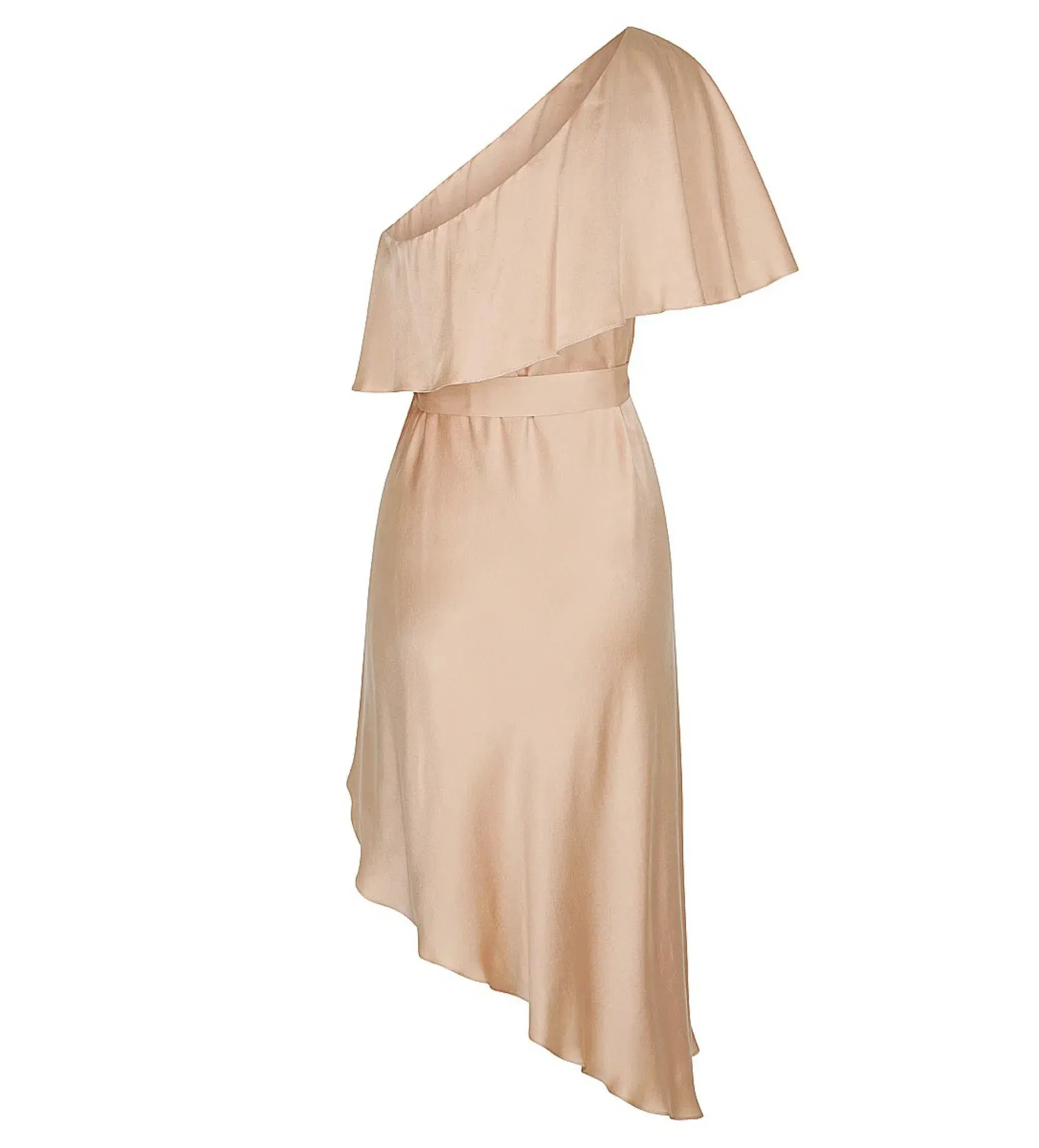Zimmermann Sueded One Shoulder Midi Dress Beige Size 2 AU 12 - Image 8