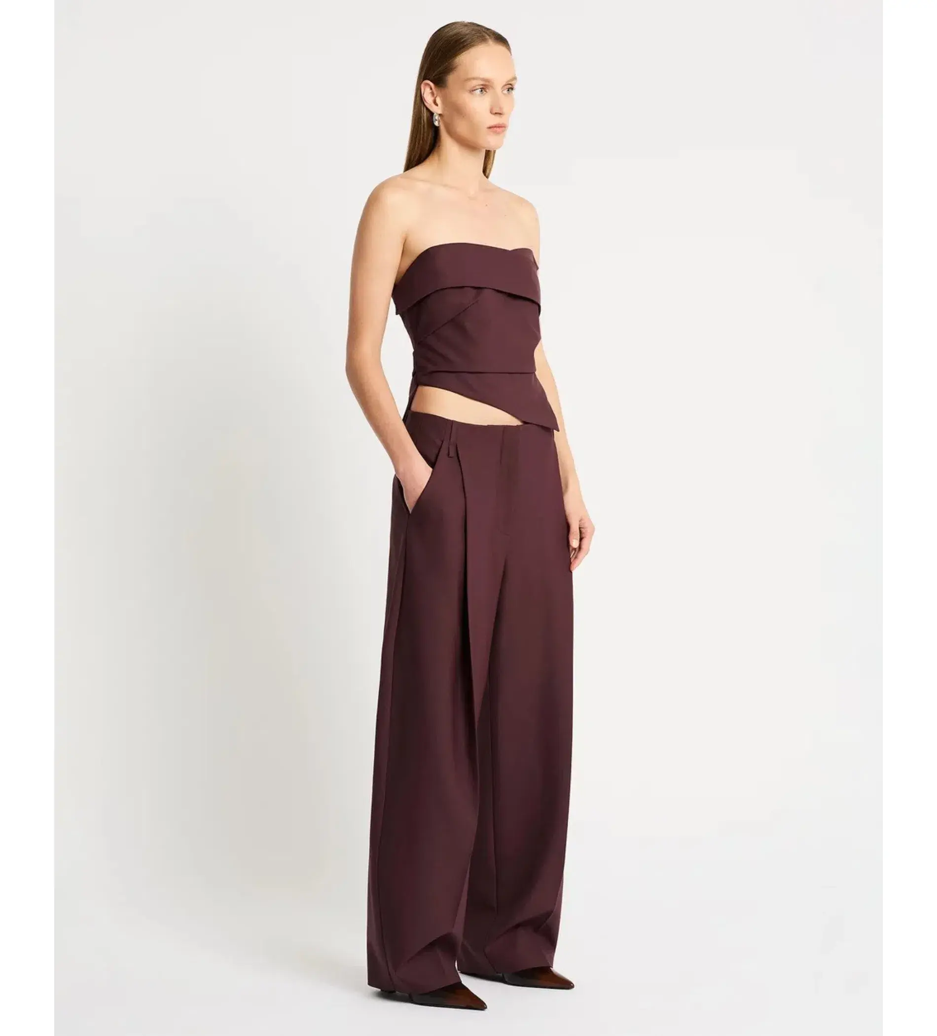 Sass & Bide Hindsight Bodice and Pants Set Merlot Size AU 8 - Image 2