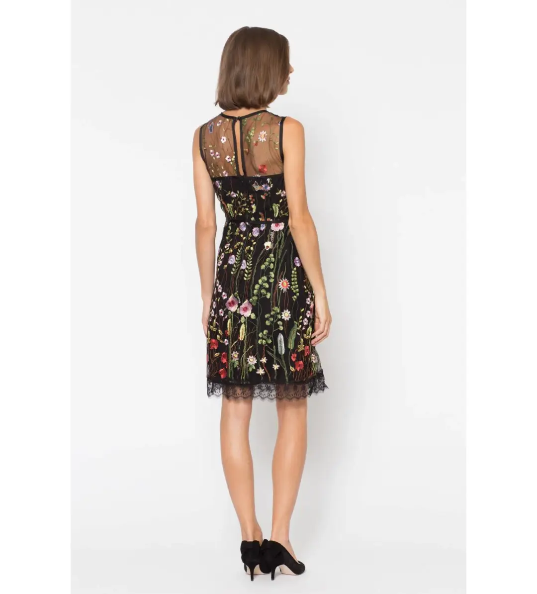 Alannah Hill Over The Prairie Knee-Length Dress Black Floral Size AU 8 for rent on The Volte - main image