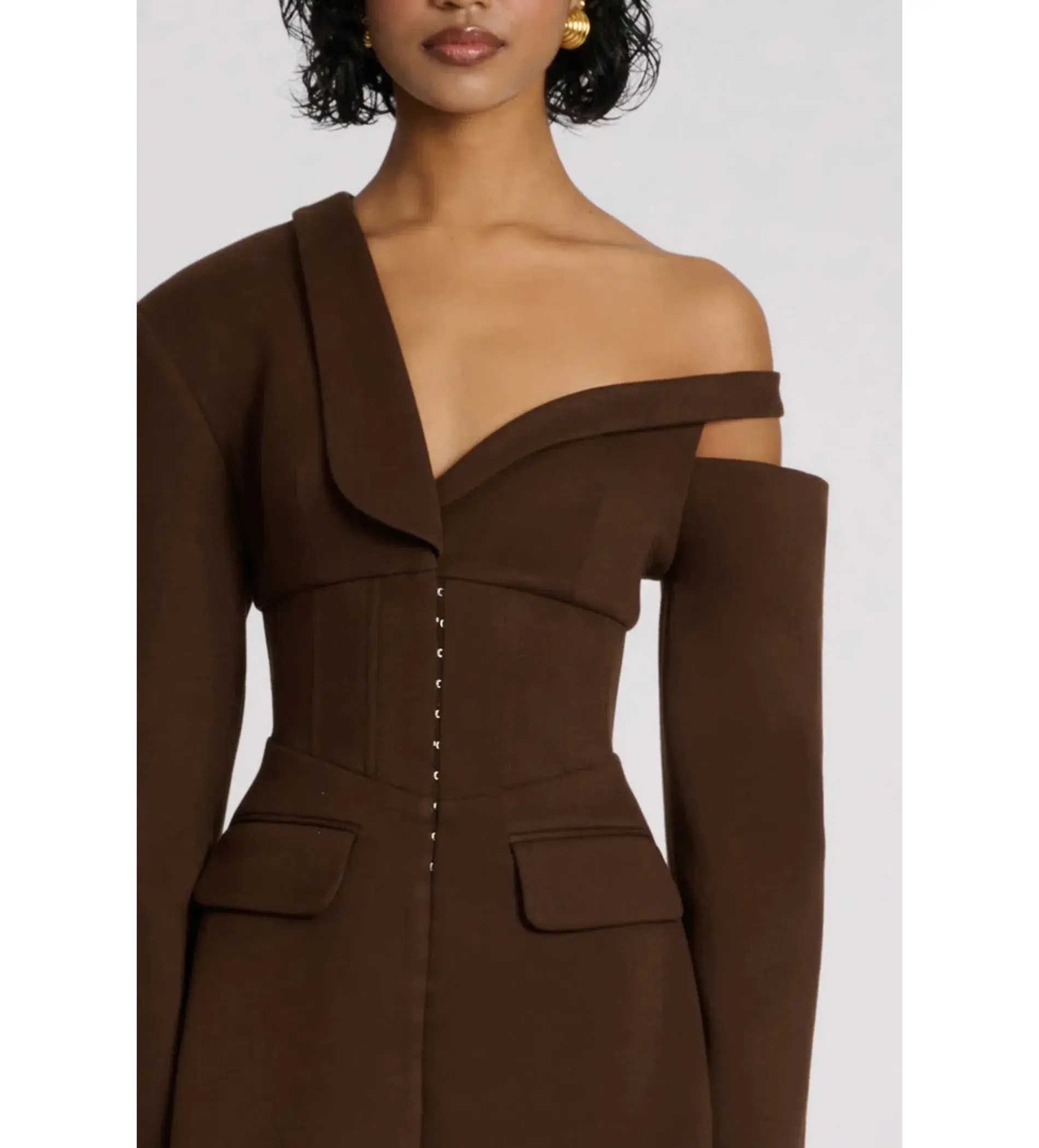 Eliya The Label Ayla Blazer Mini Dress Brown Size L AU 12 - Image 6