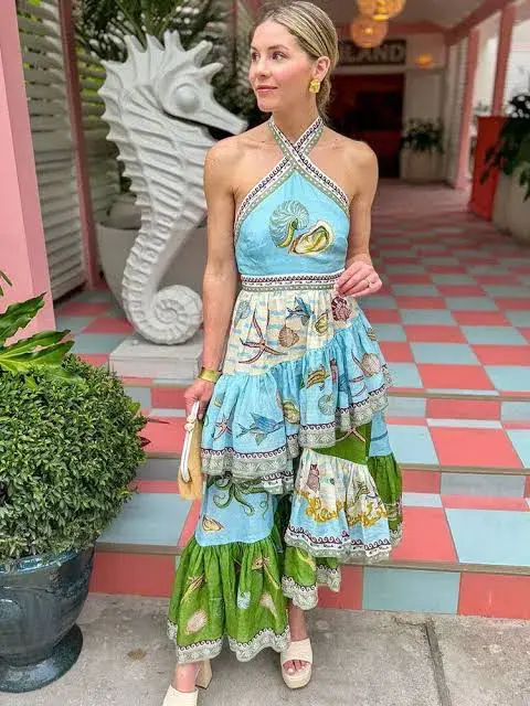 Alemais Bath House Midi Dress Multi Size 12  - Image 2