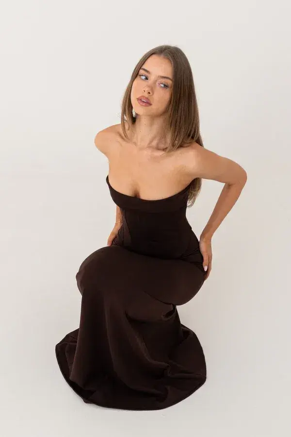 HNTR The Label Louie Gown Brown Size 6 - Image 3