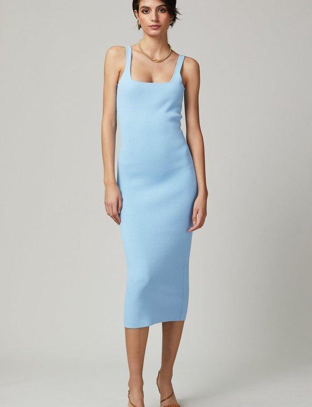 Bec & Bridge Emeline Knit Midi Dress Sky Blue Size 8  for rent on The Volte - main image