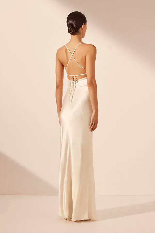 Shona Joy La Lune Lace Back Maxi Dress Cream Size AU 8 - Image 3