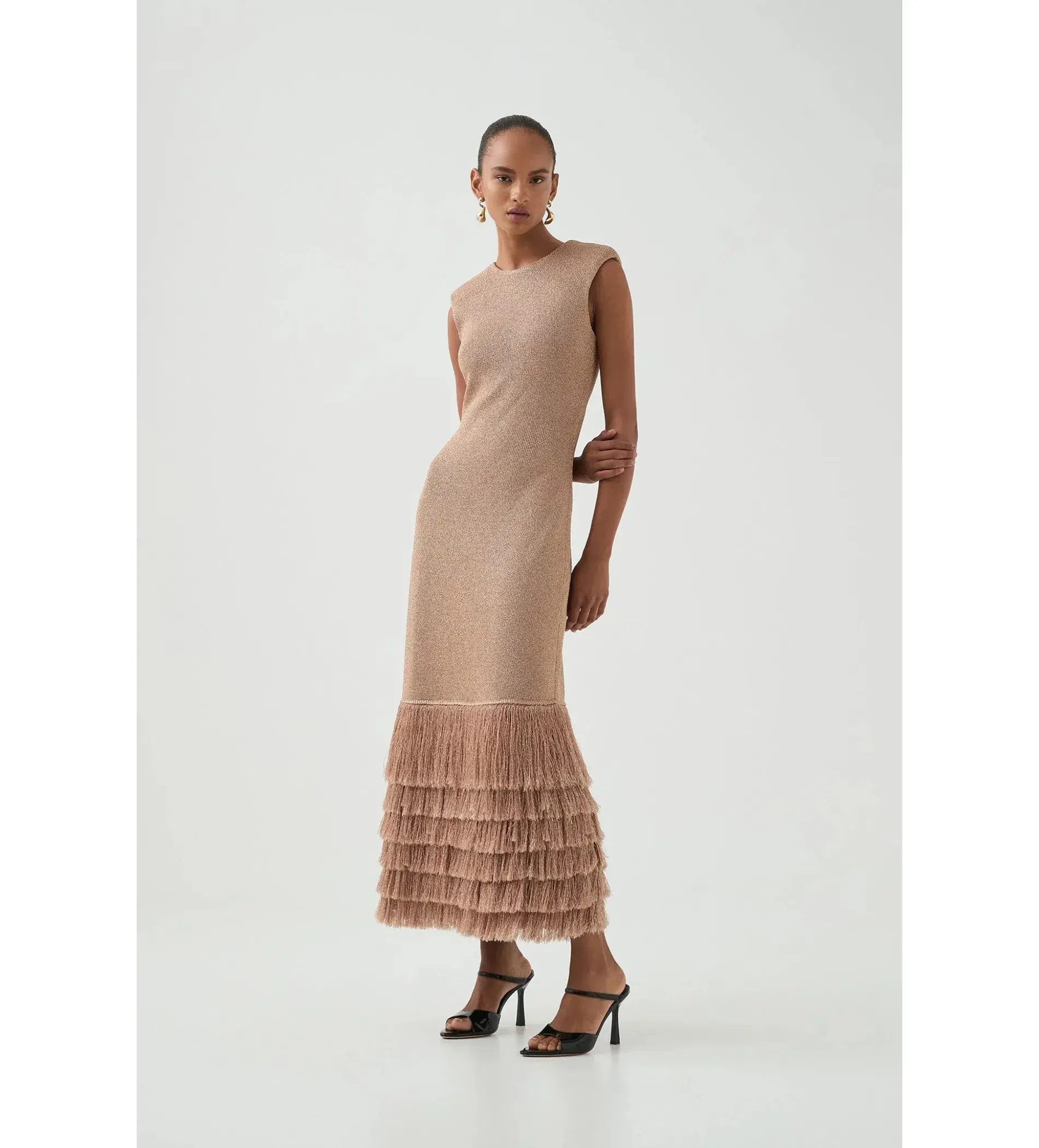 Aje Breeze Knit Midi Dress Rose Gold Size AU 8 - Image 2