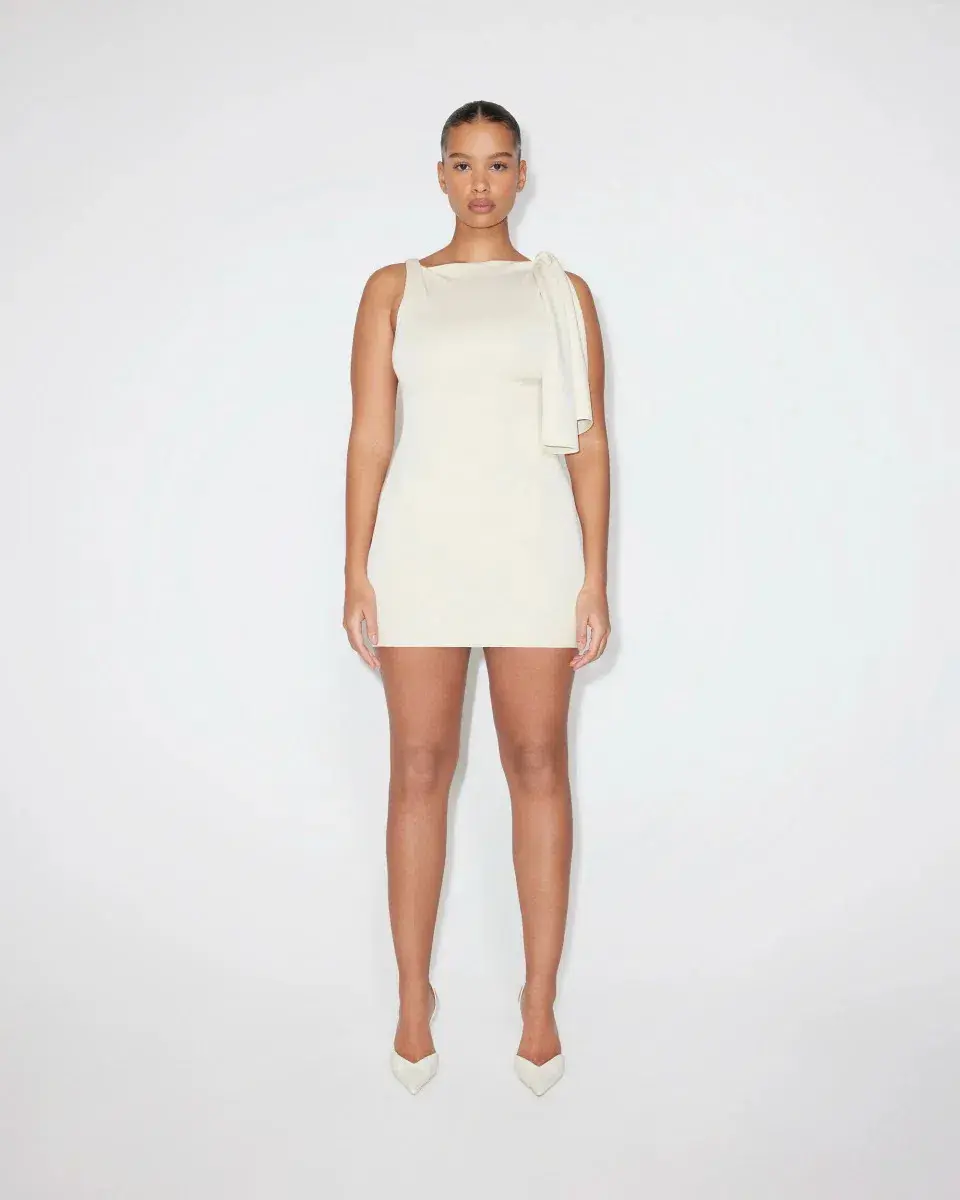Khy Sueded Knotted Mini Dress Stone Size AU 6 - Image 1
