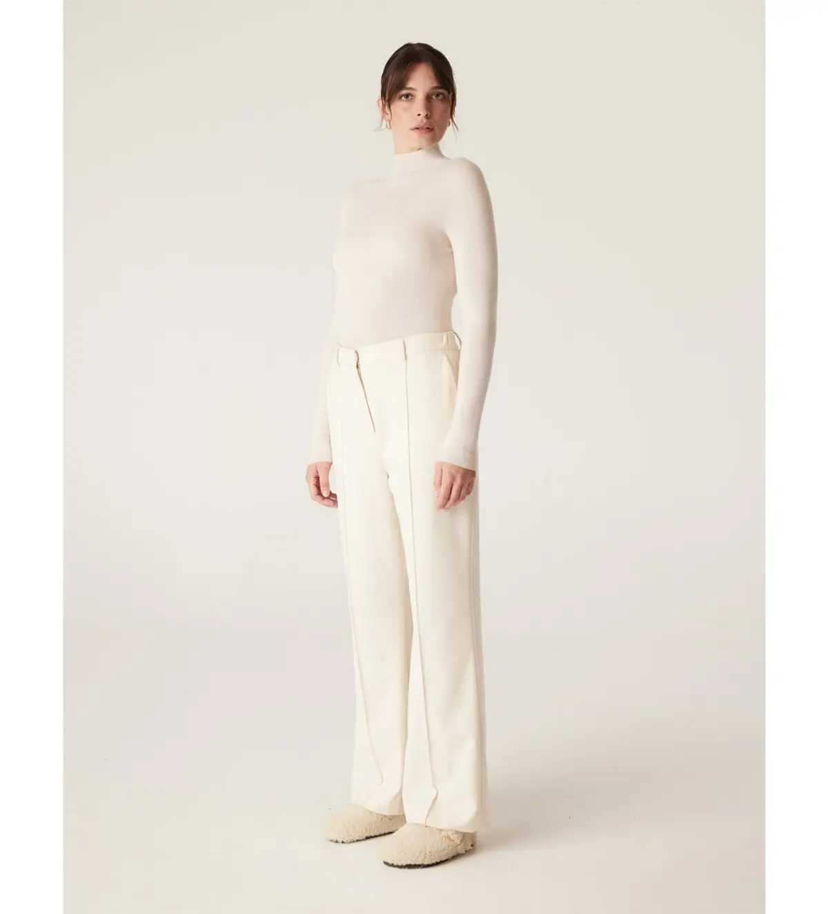 Cable Superfine Merino Turtle Neck in Ecru Size  - Image 1