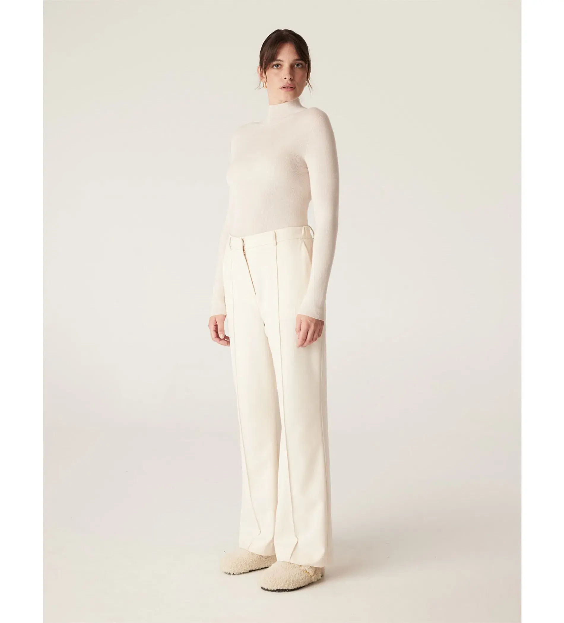 Cable Superfine Merino Turtle Neck in Ecru Size  - Image 1