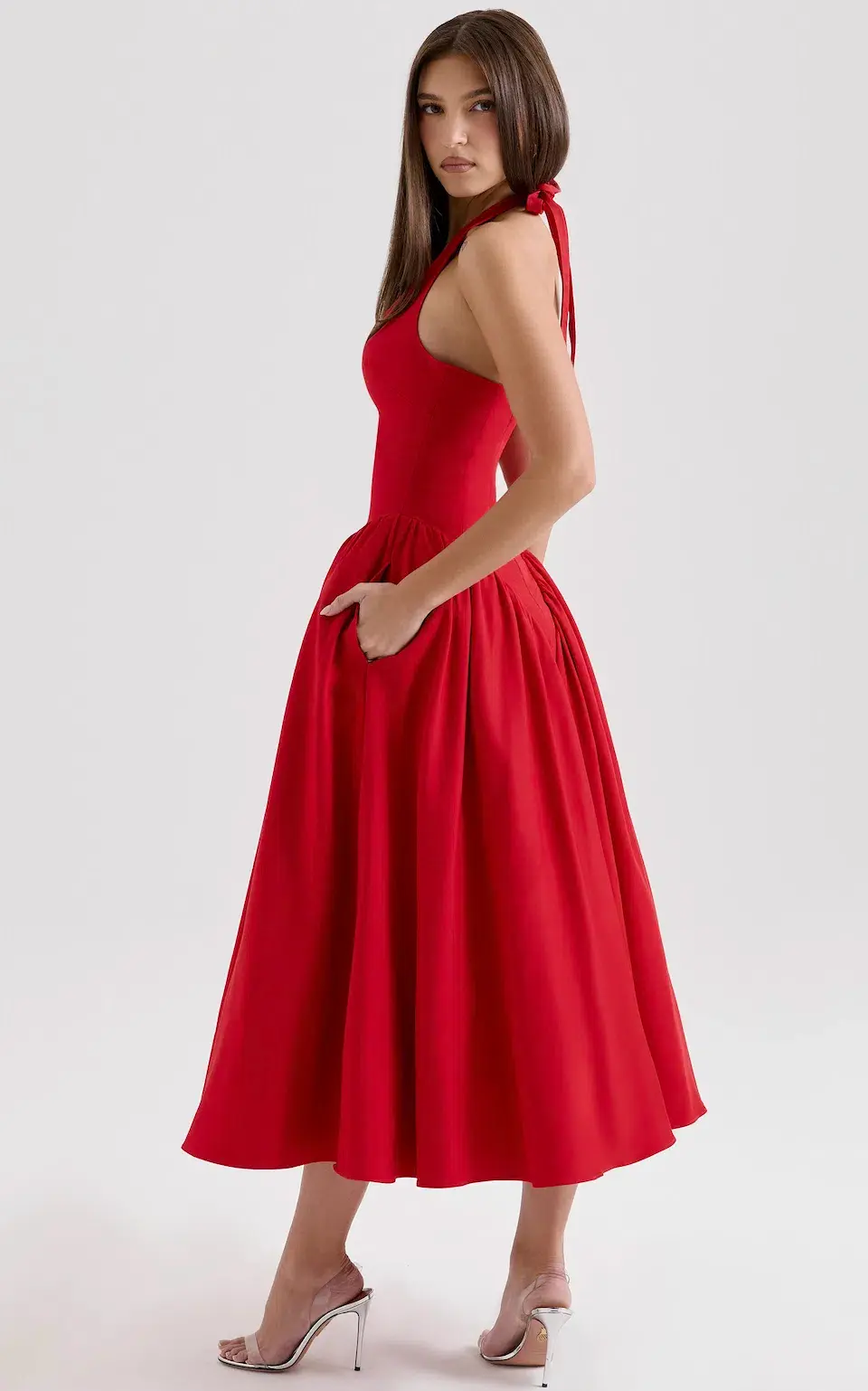 House of CB Marilyn Midi Dress in Red Size 8 - Image 3