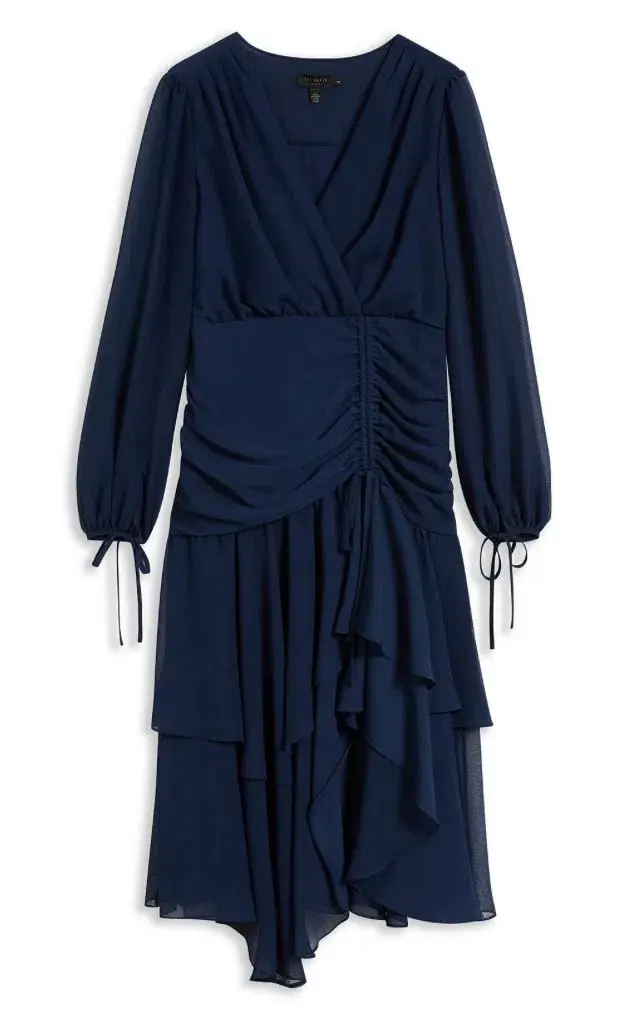 Ted Baker Kiali Midi Dress in Navy Blue Size 8 - Image 3