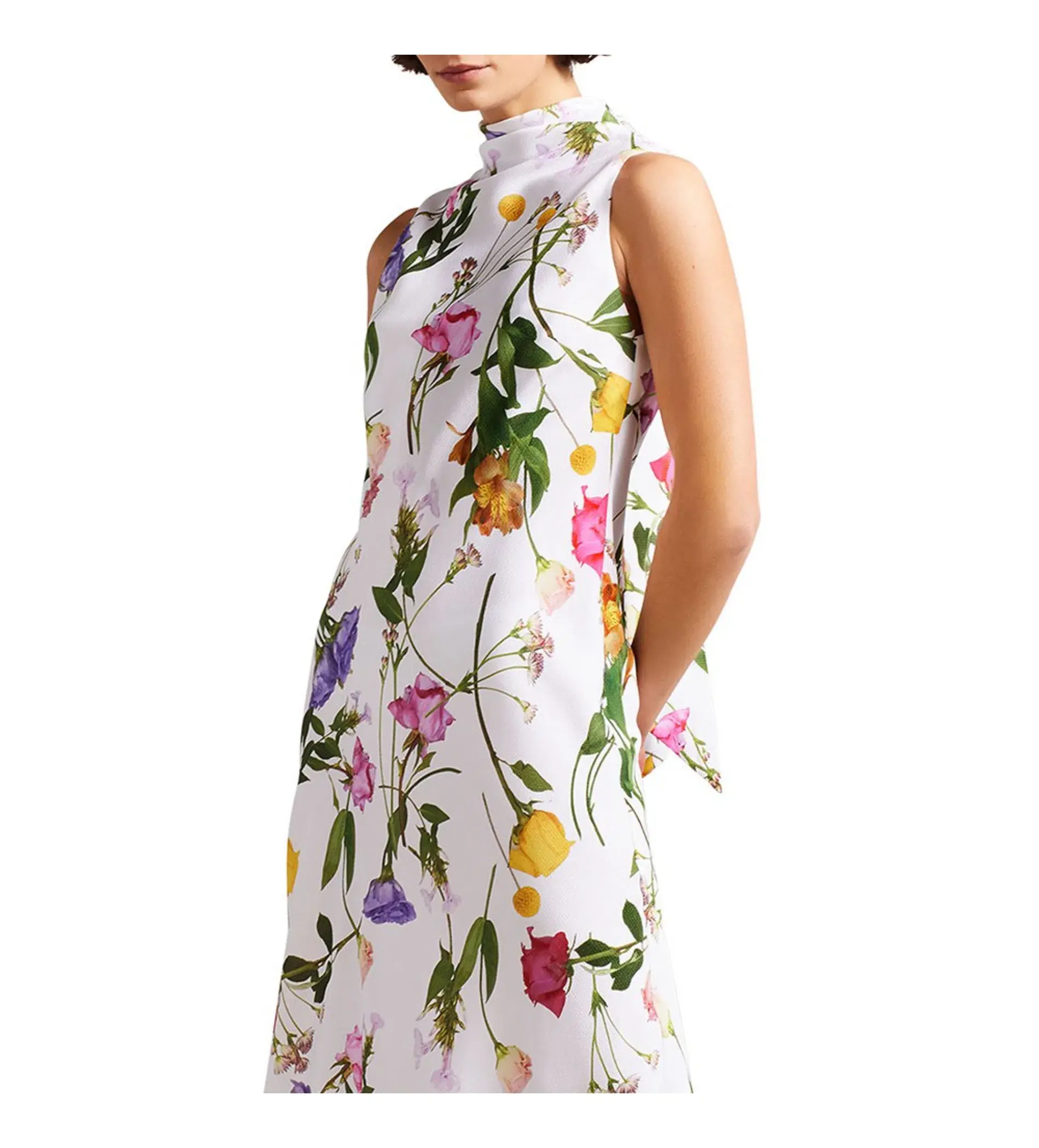Ted Baker Addilin Cowl Neck Slip Midi Dress White Floral Size 2 AU 10 - Image 3