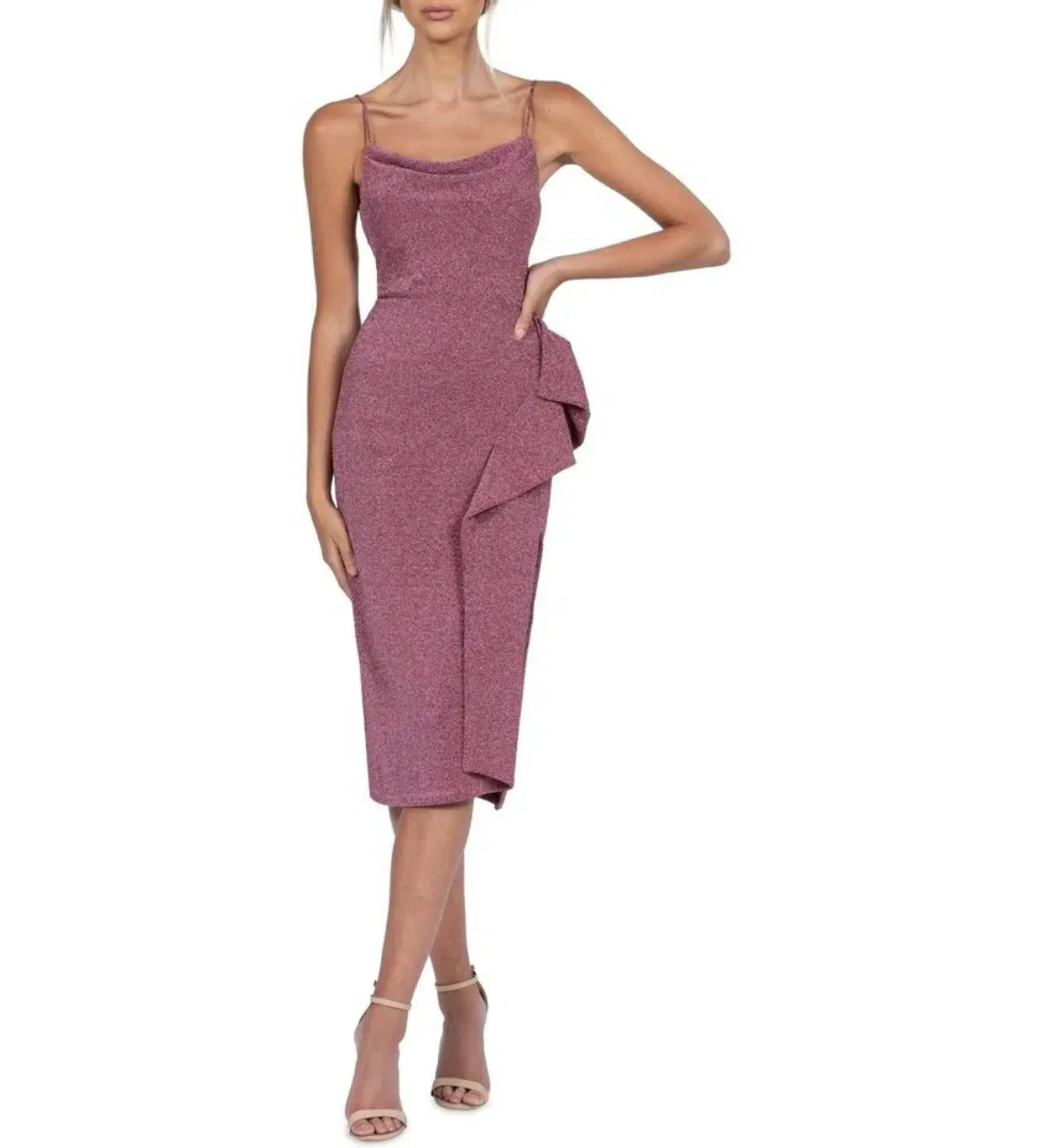 B By Bariano Ainsley iMidi dress in Metallic Draped Size M / AU 12 - Image 1