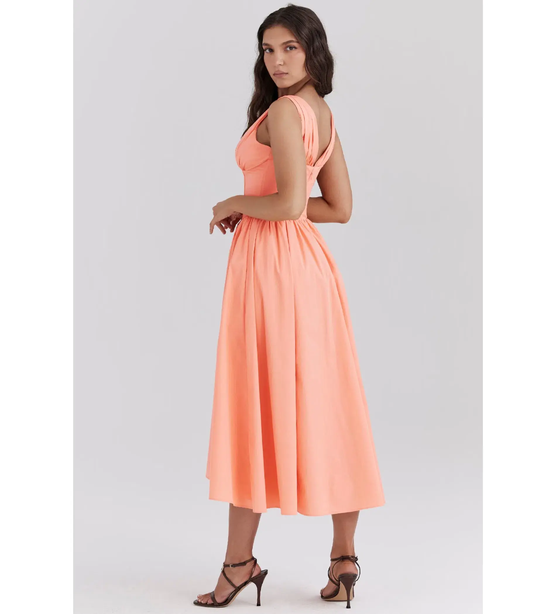 House of CB Emmelina Sorbet Cotton Corset Midi Sundress Size 8 - Image 4