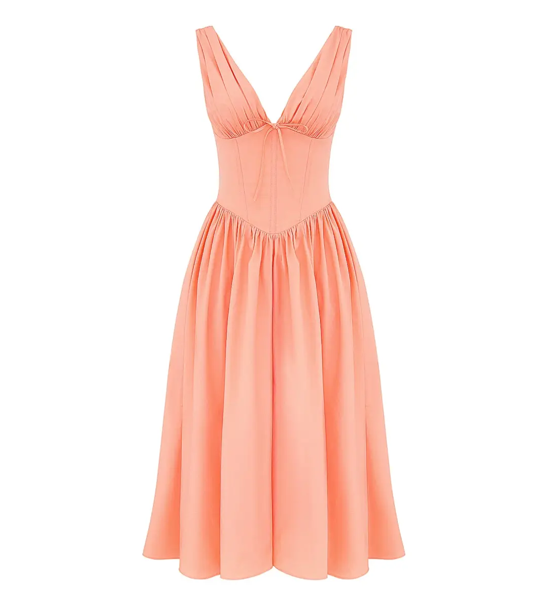 House of CB Emmelina Sorbet Cotton Corset Midi Sundress Size 8 for rent on The Volte - main image