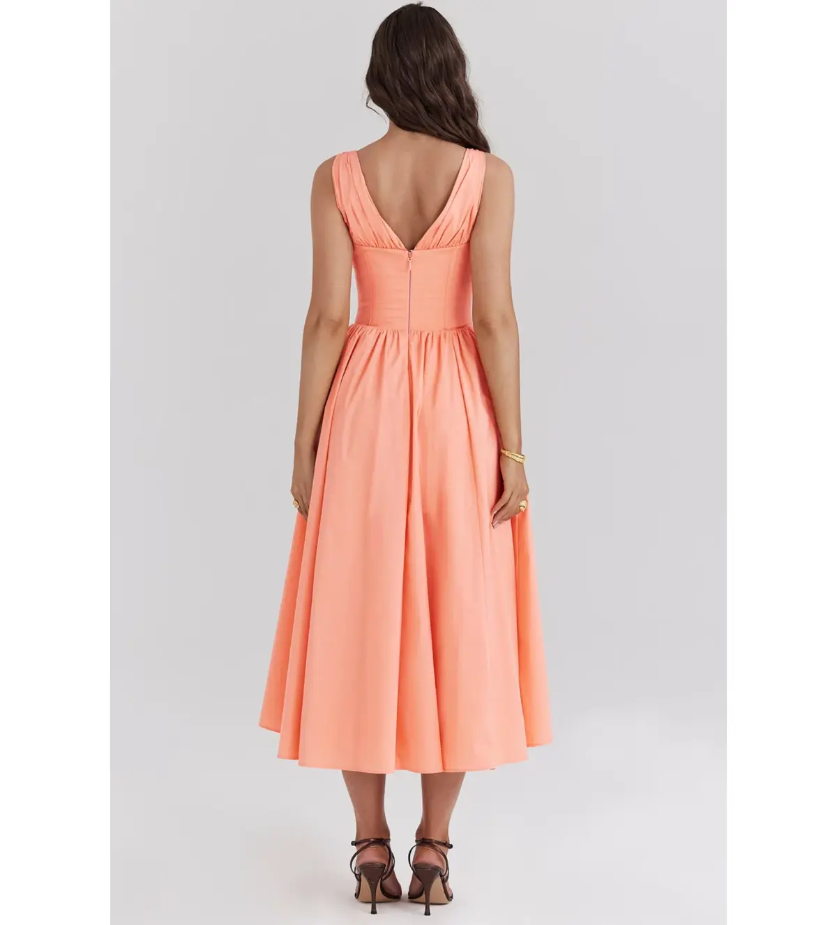 House of CB Emmelina Sorbet Cotton Corset Midi Sundress Size 8 - Image 3
