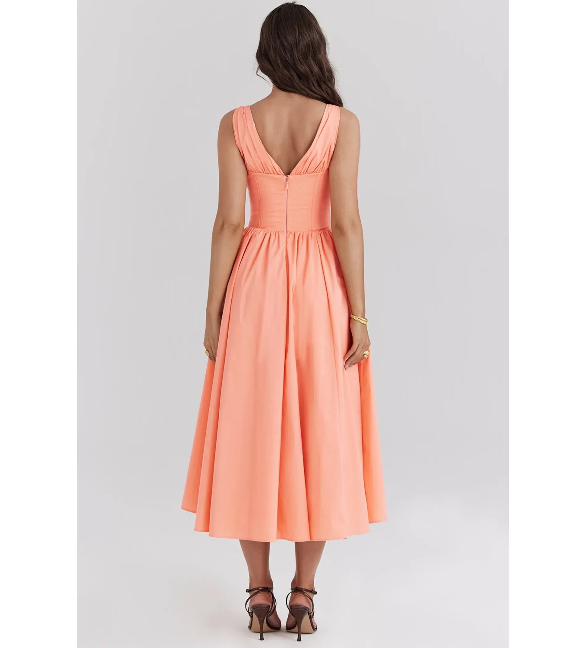 House of CB Emmelina Sorbet Cotton Corset Midi Sundress Size 8 - Image 3