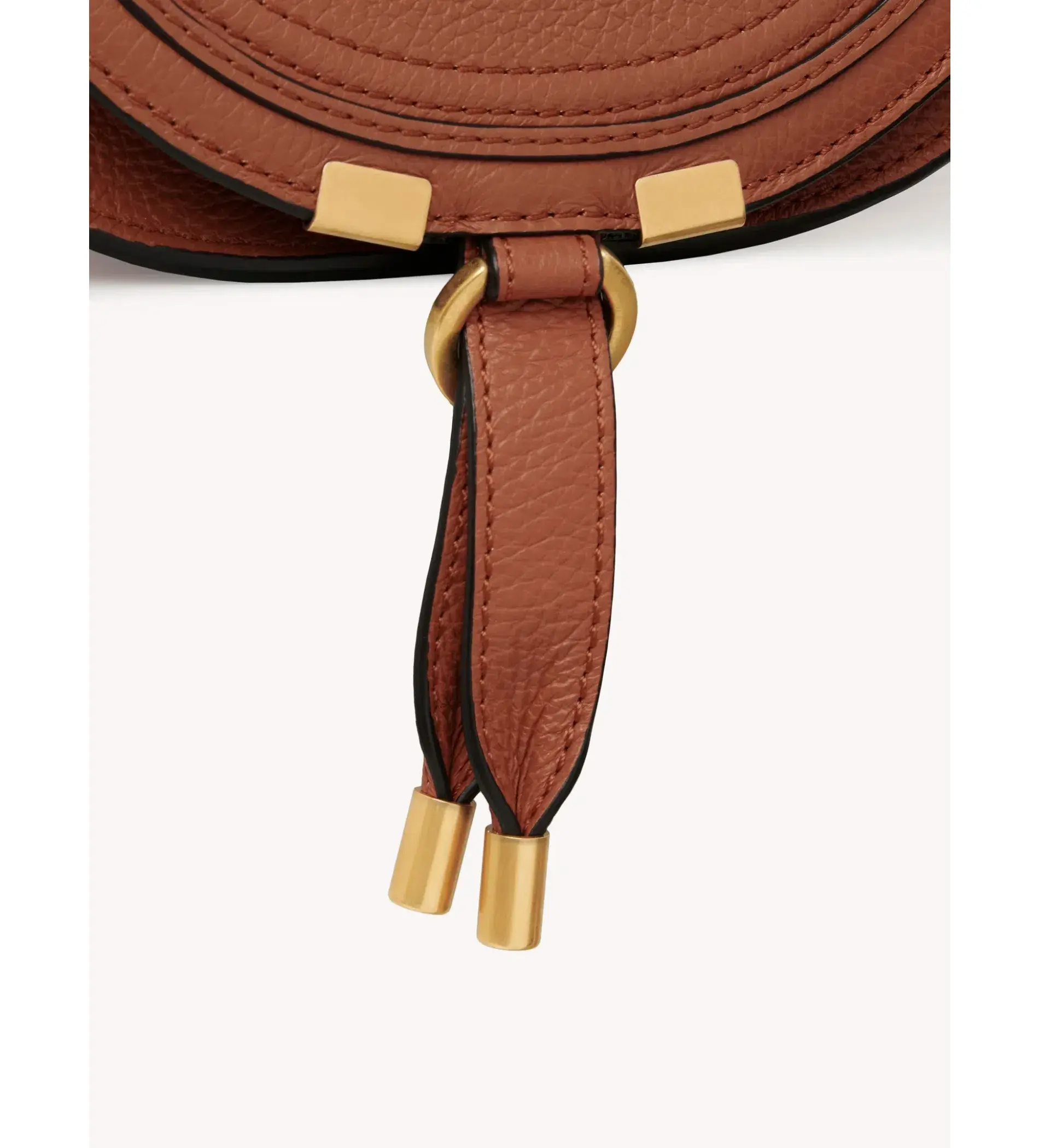 Chloe Small Marcie Saddle Bag in Grained Leather Tan - Image 4