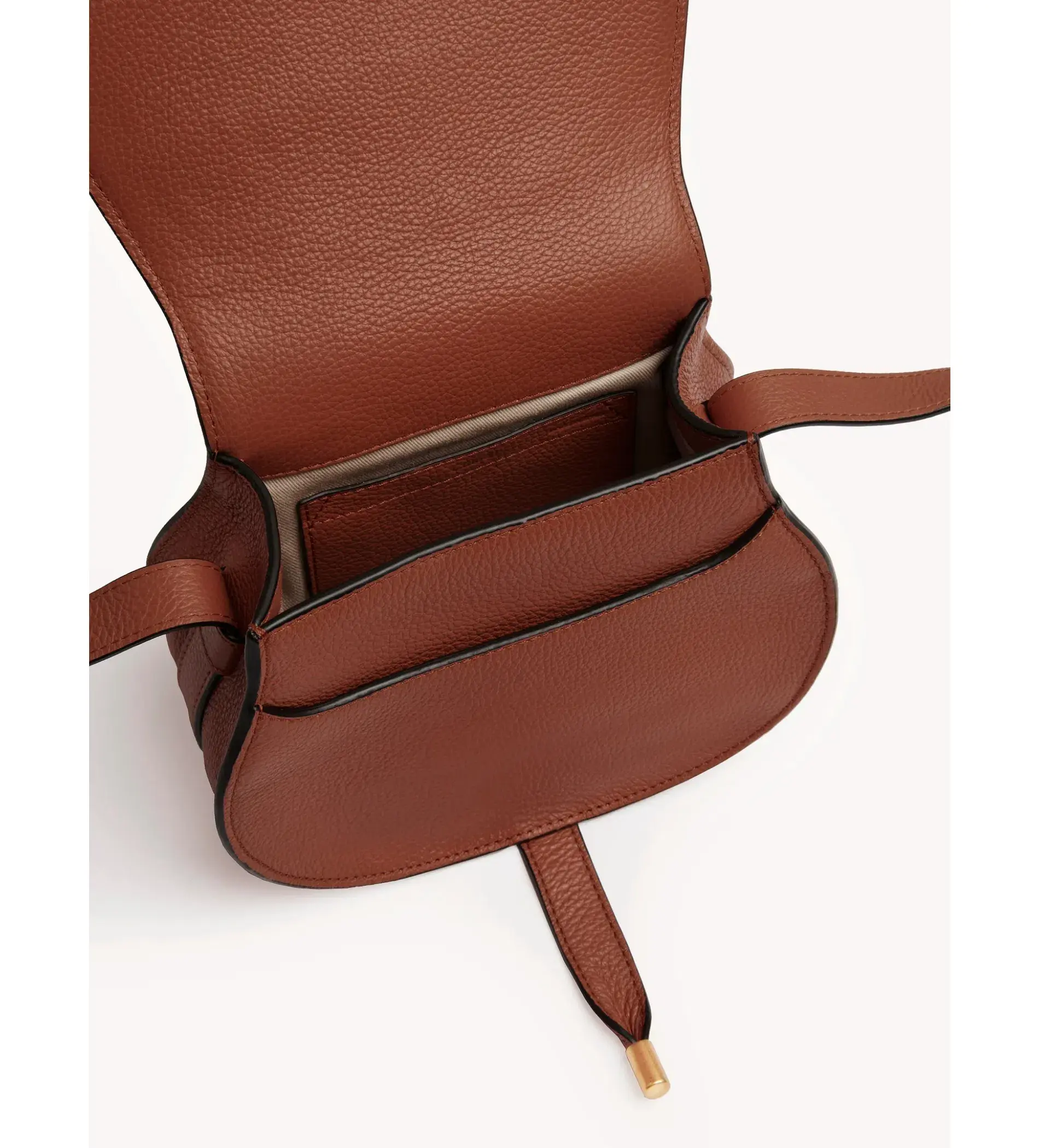 Chloe Small Marcie Saddle Bag in Grained Leather Tan - Image 3