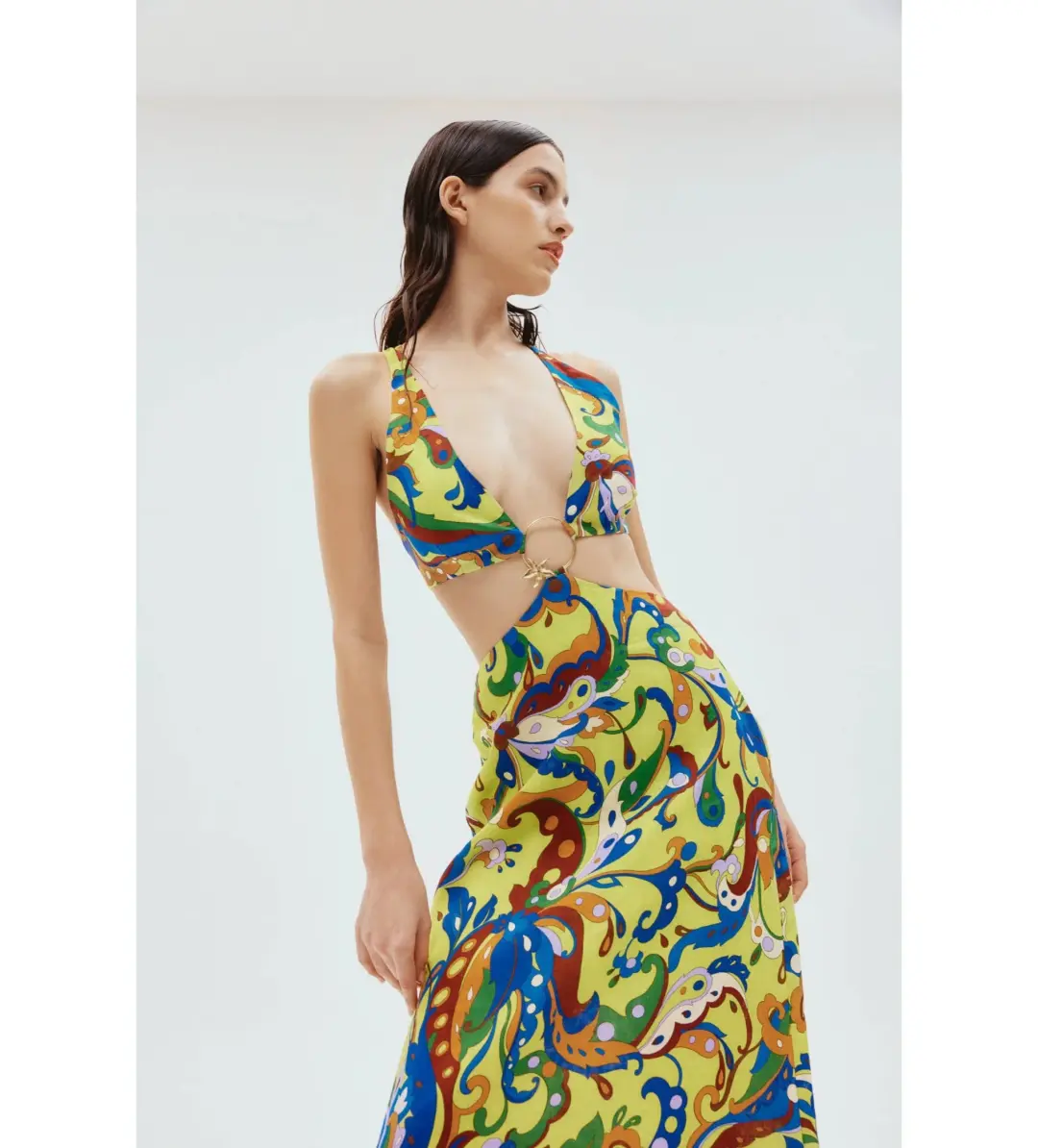 Alemais Yvette Cut Out Midi Dress Print Size 4 for rent on The Volte - main image