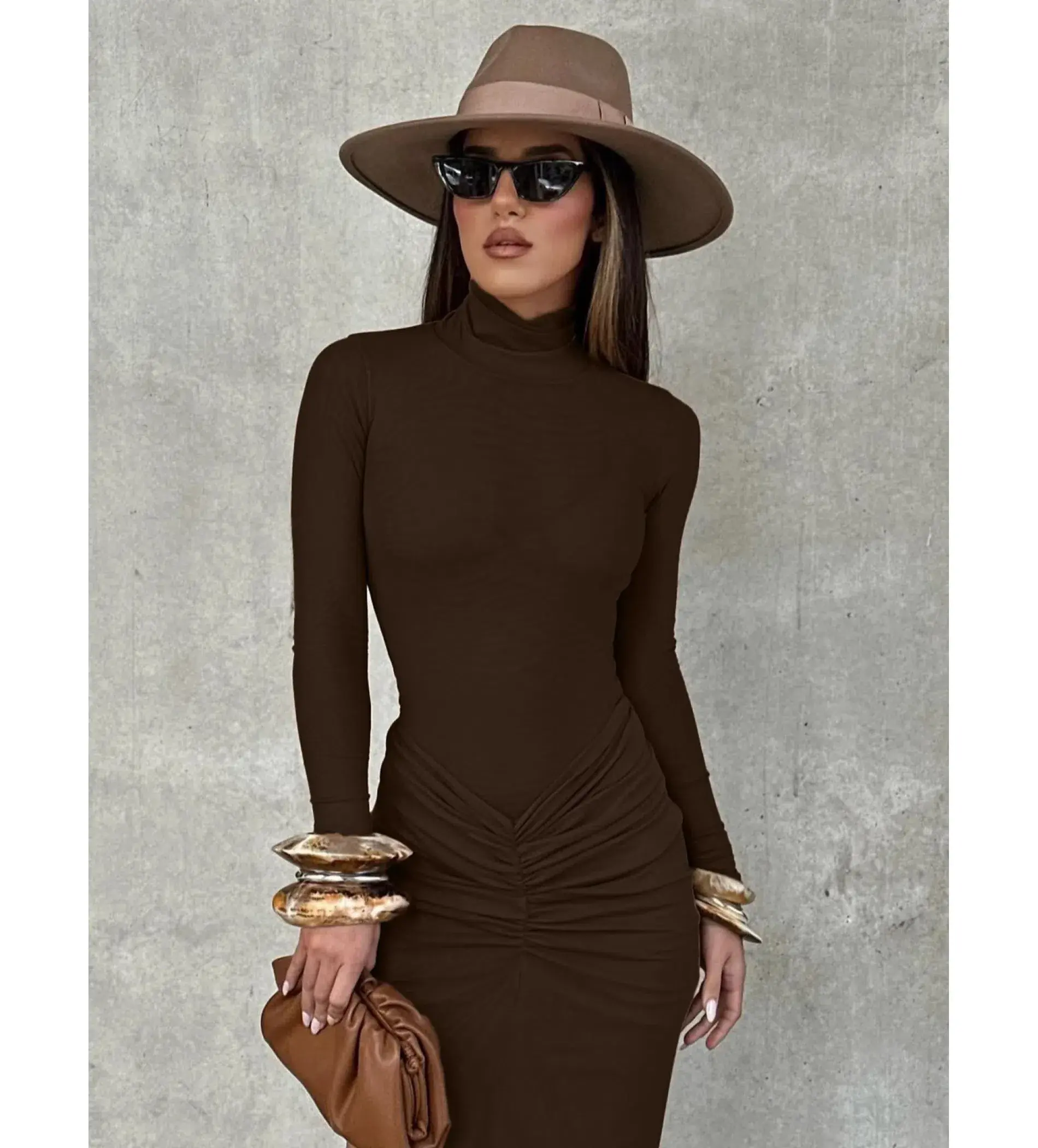 Effie Kats Pia Bodysuit Size S / AU 8 & Pilar Mesh Skirt Size XS / AU 8 Set Chocolate - Image 2