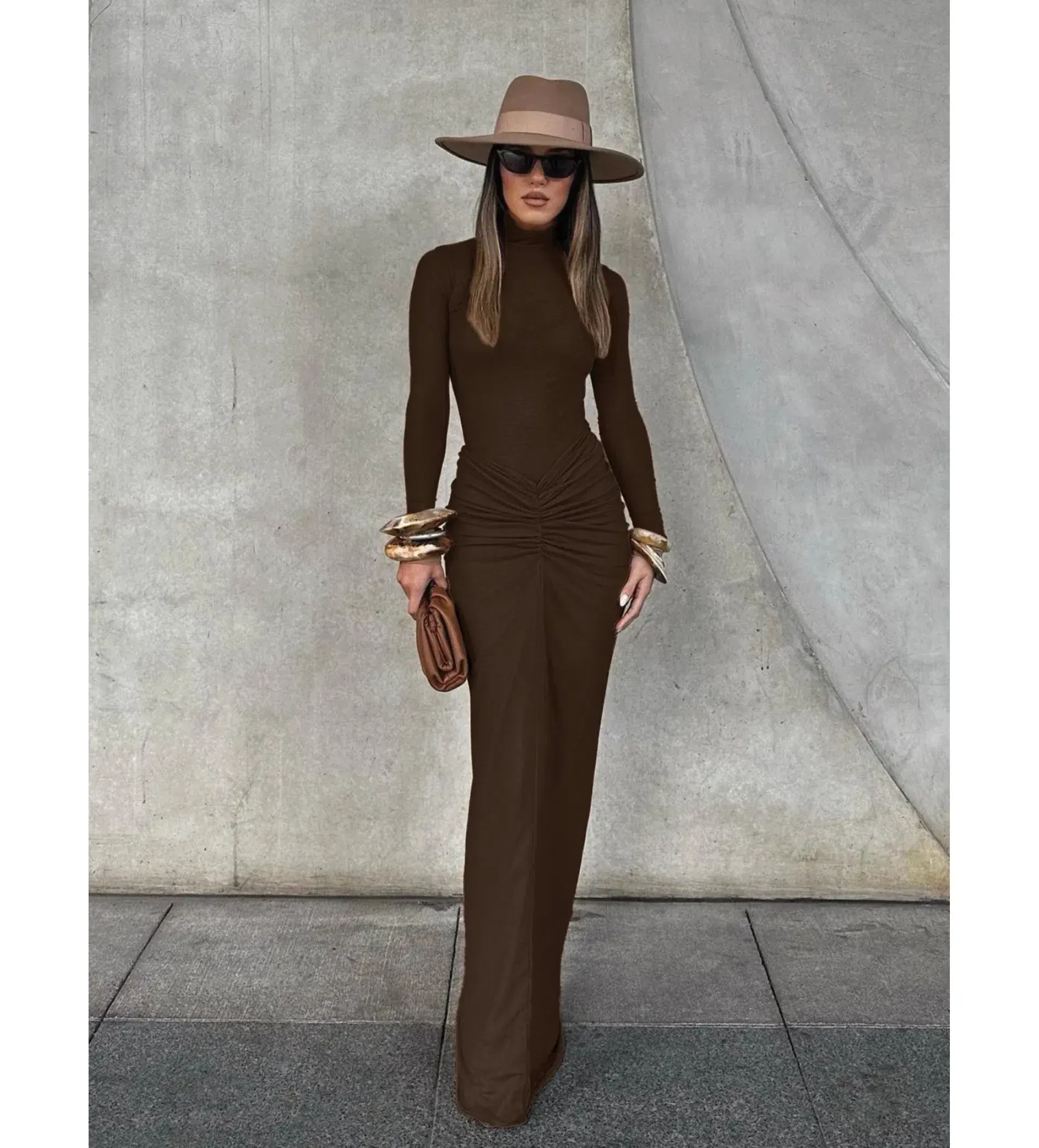 Effie Kats Pia Bodysuit Size S / AU 8 & Pilar Mesh Skirt Size XS / AU 8 Set Chocolate - Image 1