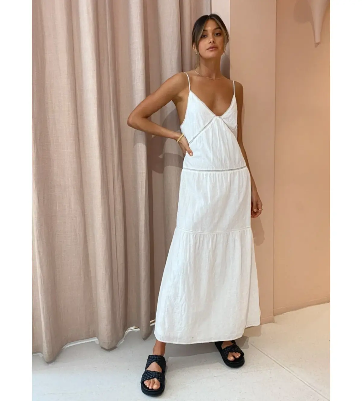 Sir The Label Maja Midi Dress White Size 0/AU 6 - Image 1