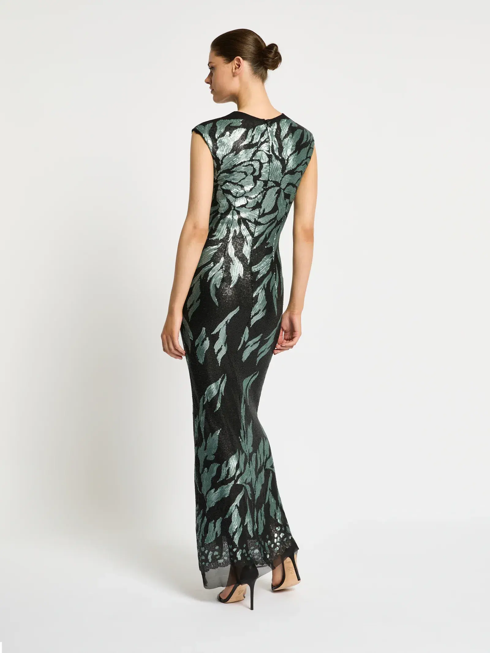 Moss & Spy Larissa Gown Black Mint Sequin Midi Dress Size 12 - Image 3