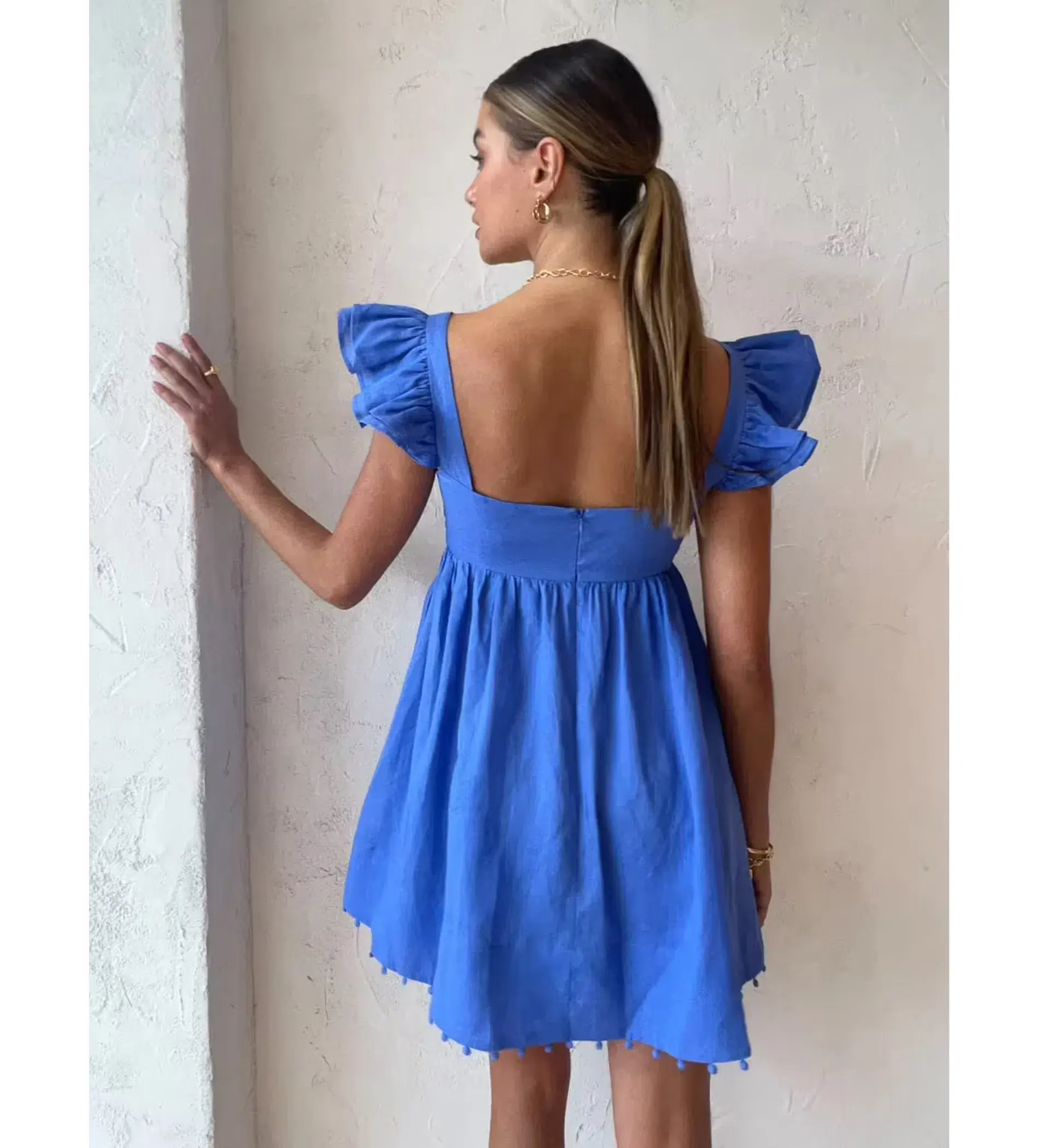 Sofia The Label Luna Mini Dress in Blue Size 8 - Image 3