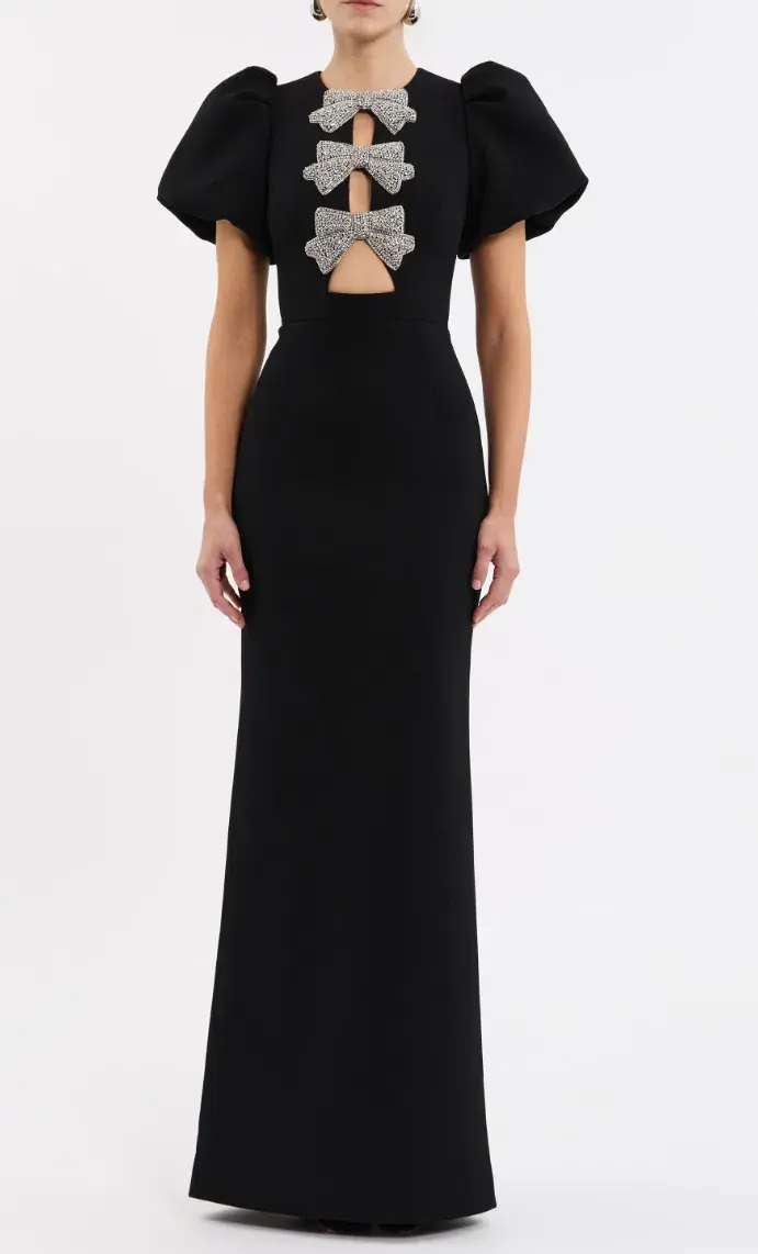 Rebecca Vallance Violetta Puff Sleeve Gown Black Size 6 - Image 1