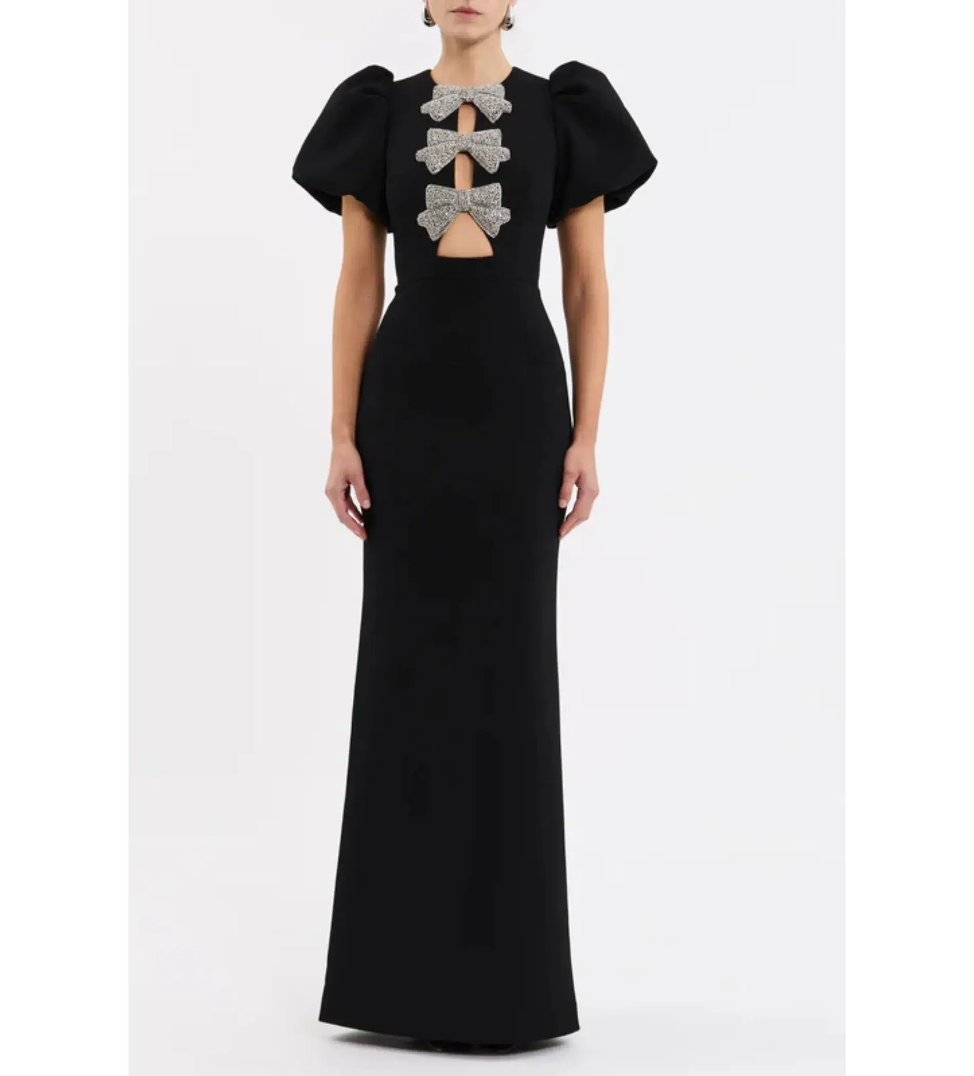 Rebecca Vallance Violetta Puff Sleeve Maxi Gown in Black Size AU 14 - Image 1