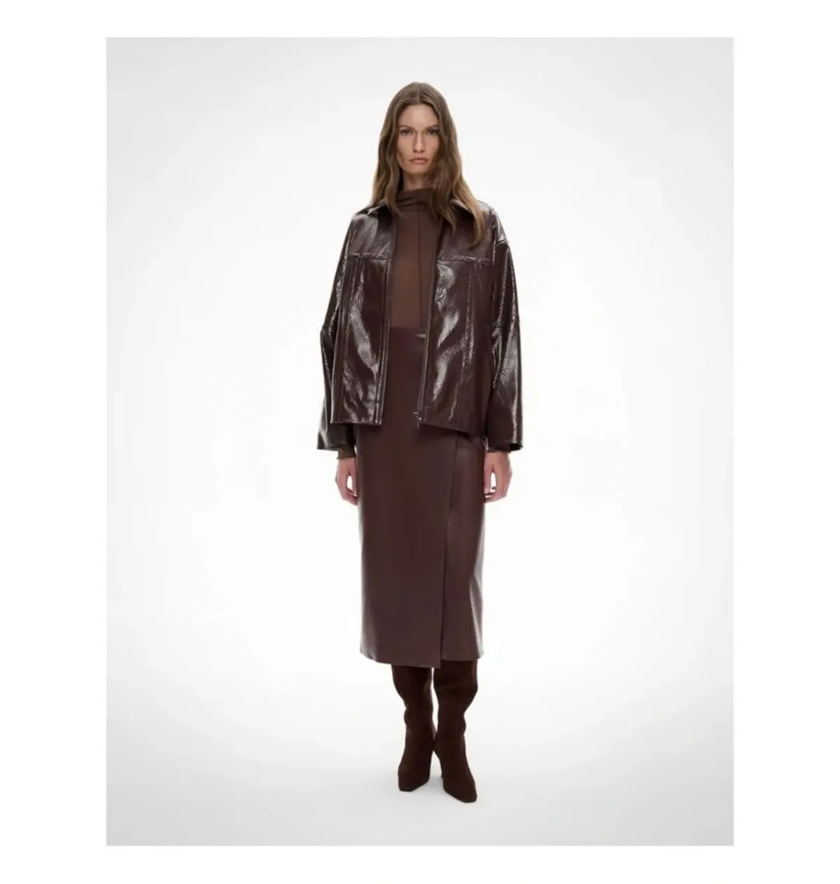Witchery Button Wrap Midi Skirt Mocha One Size - Image 1