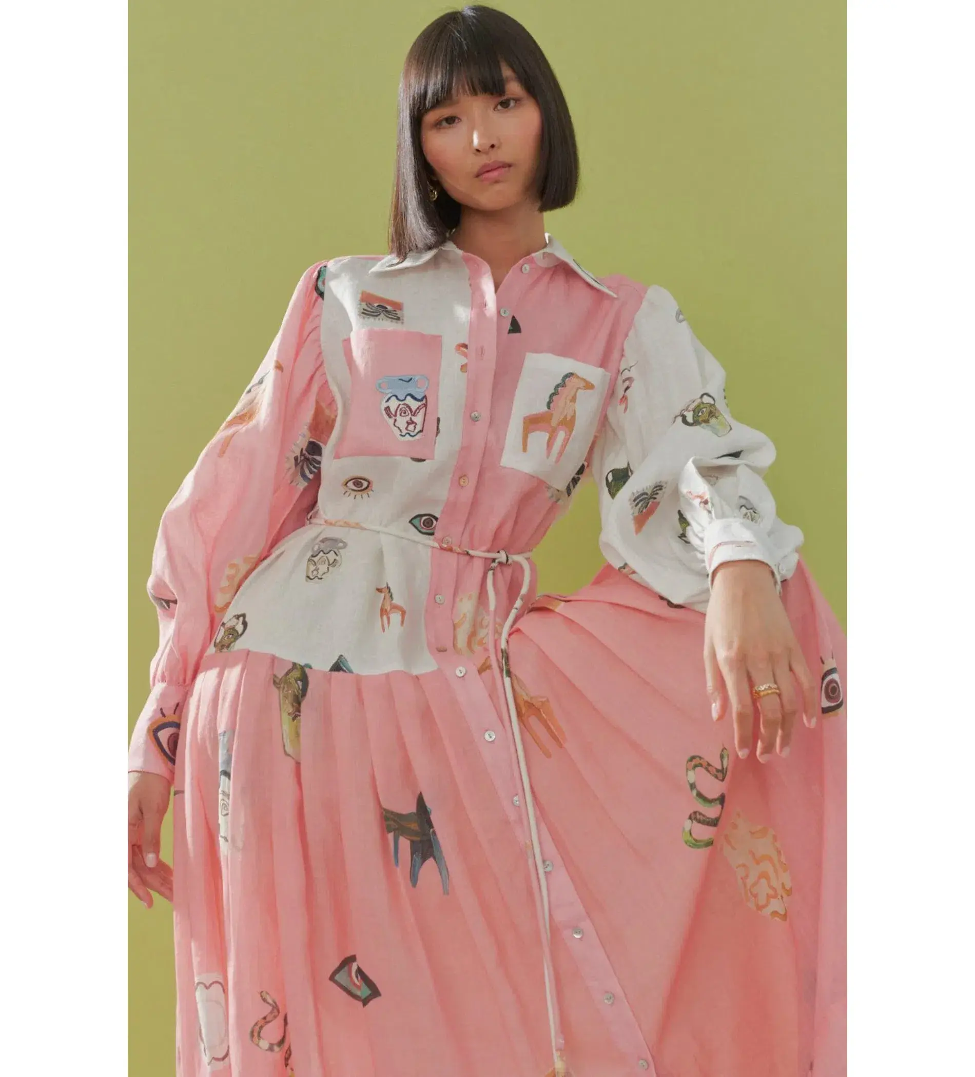 Alemais Cleo Patchwork Midi Shirtdress Multi Print Size AU 12  - Image 4