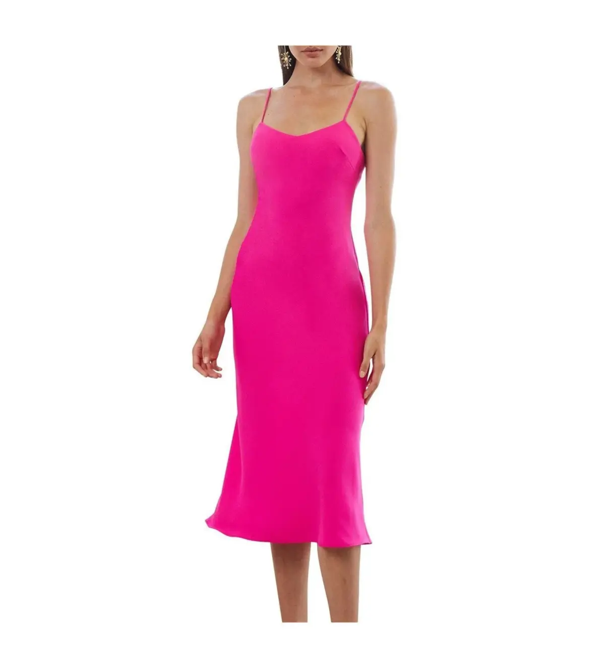 By Johnny Neon Bias Slip Midi Dress Pink Size AU 10 - Image 3